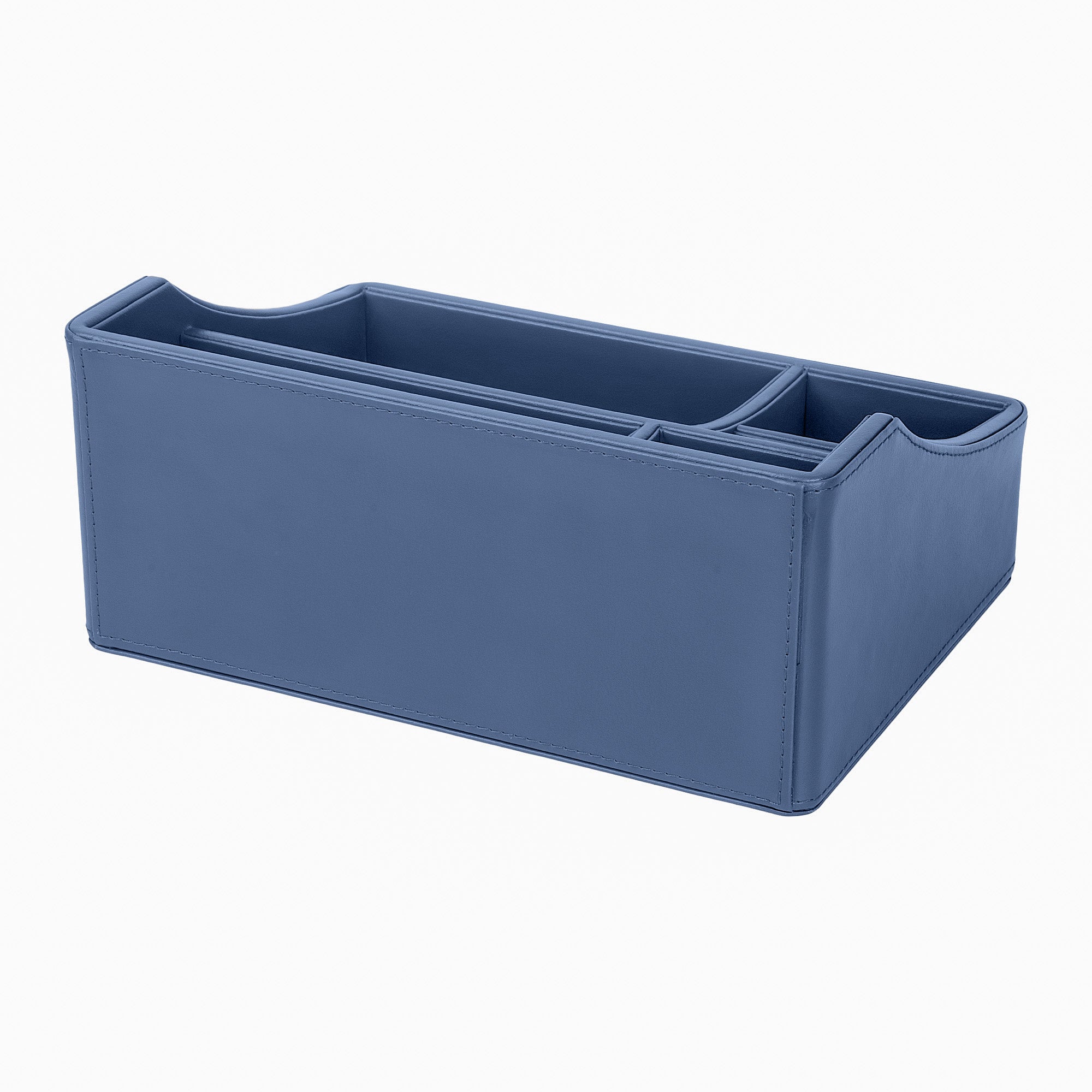 V-CUBE DESIGNS Premium Vegan Leather Desk Organizer - 5 Storage Compartments - Navy Blue