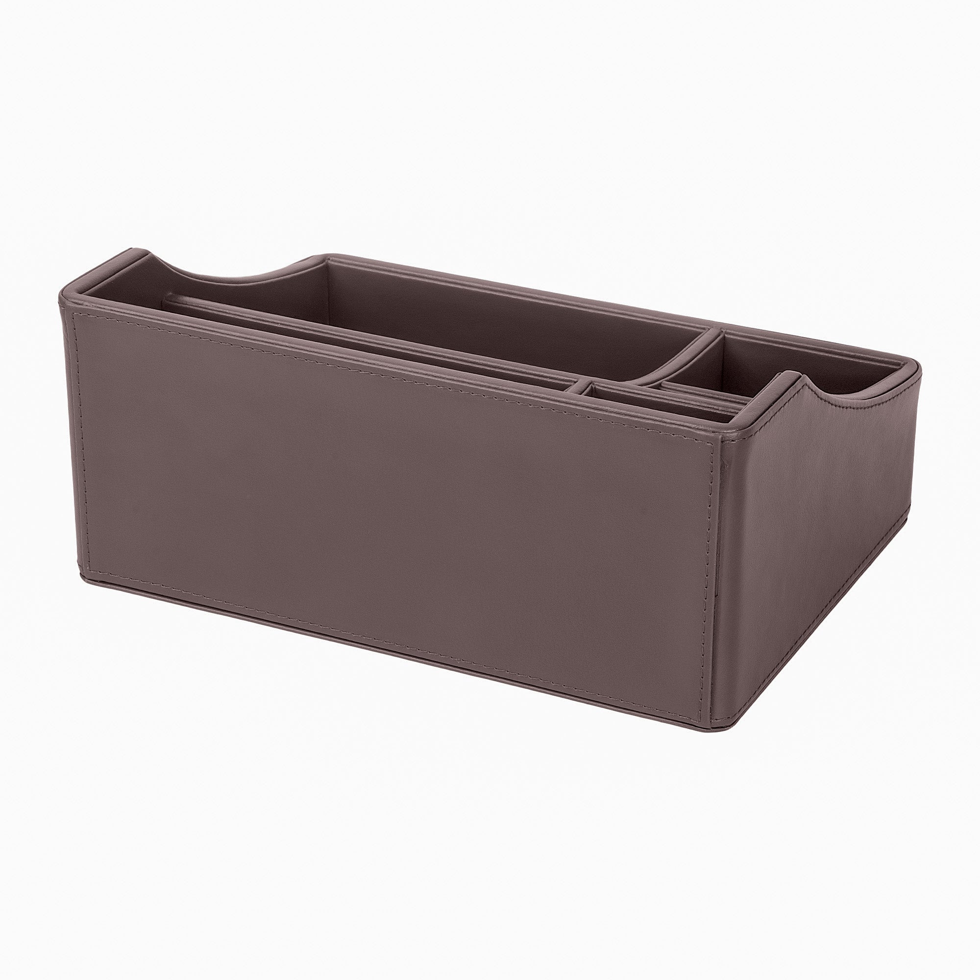 V-CUBE DESIGNS Premium Vegan Leather Desk Organizer - 5 Storage Compartments - Brown