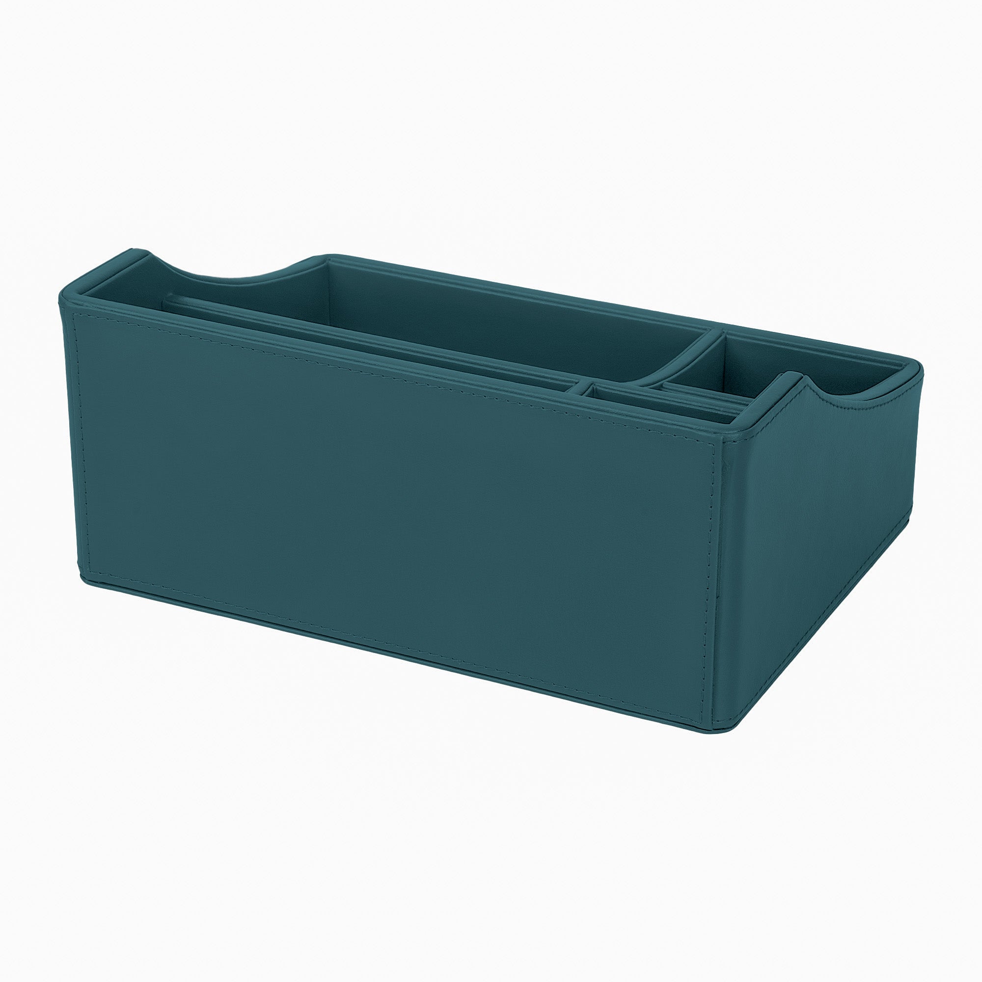 V-CUBE DESIGNS Premium Vegan Leather Desk Organizer - 5 Storage Compartments - Deep Teal