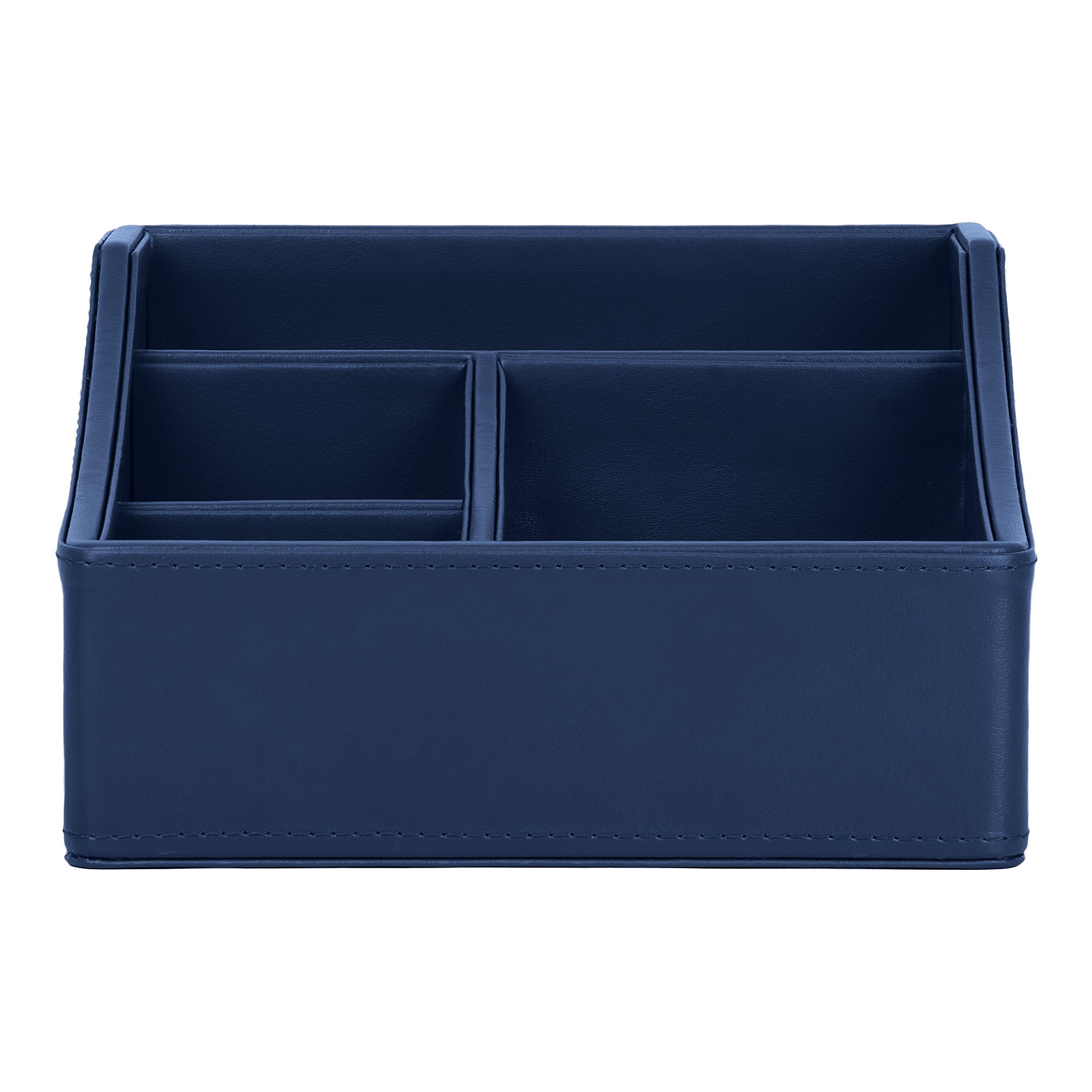 V-CUBE DESIGNS Premium Vegan Leather Desk Organizer - 4 Storage Compartments - Navy Blue
