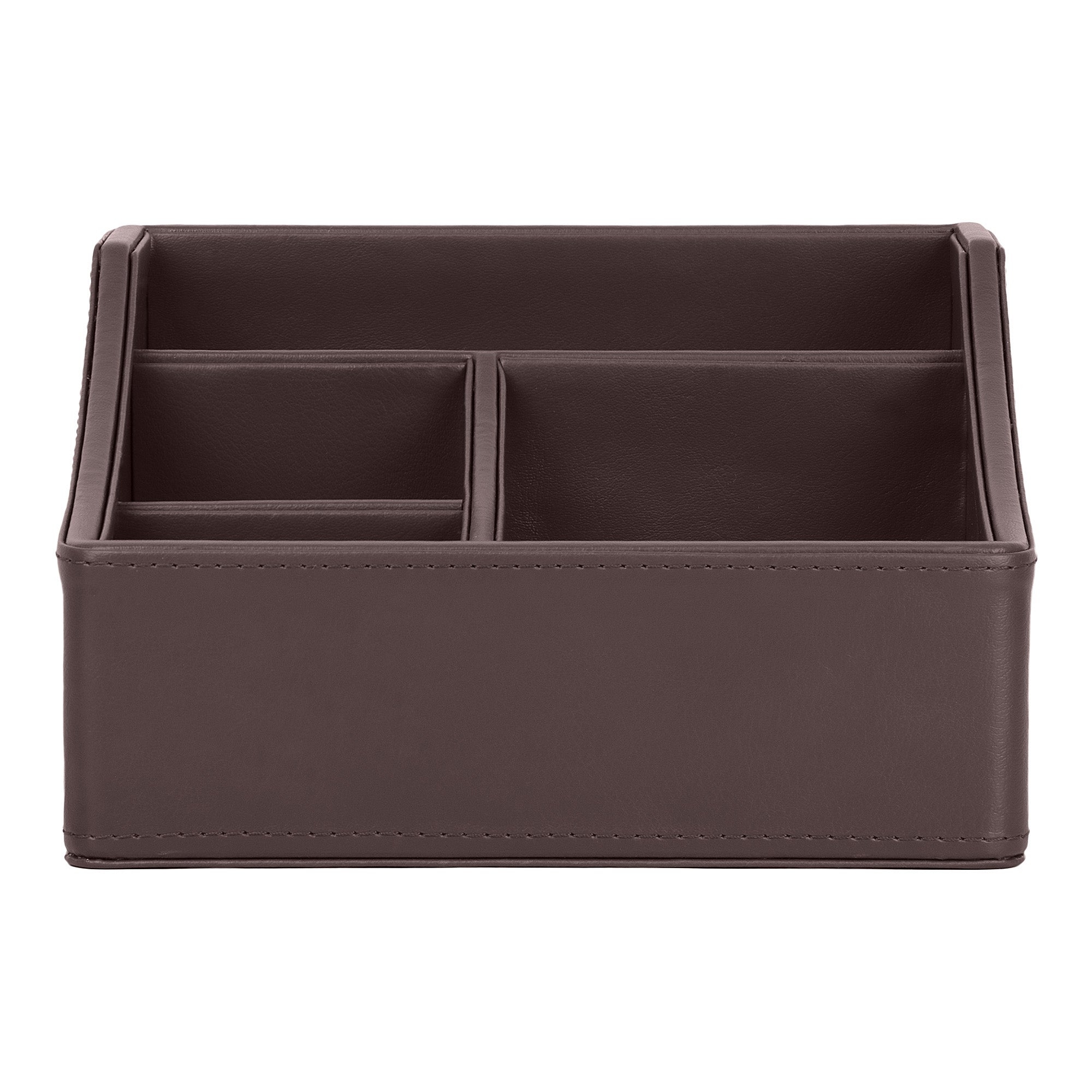 V-CUBE DESIGNS Premium Vegan Leather Desk Organizer - 4 Storage Compartments - Brown