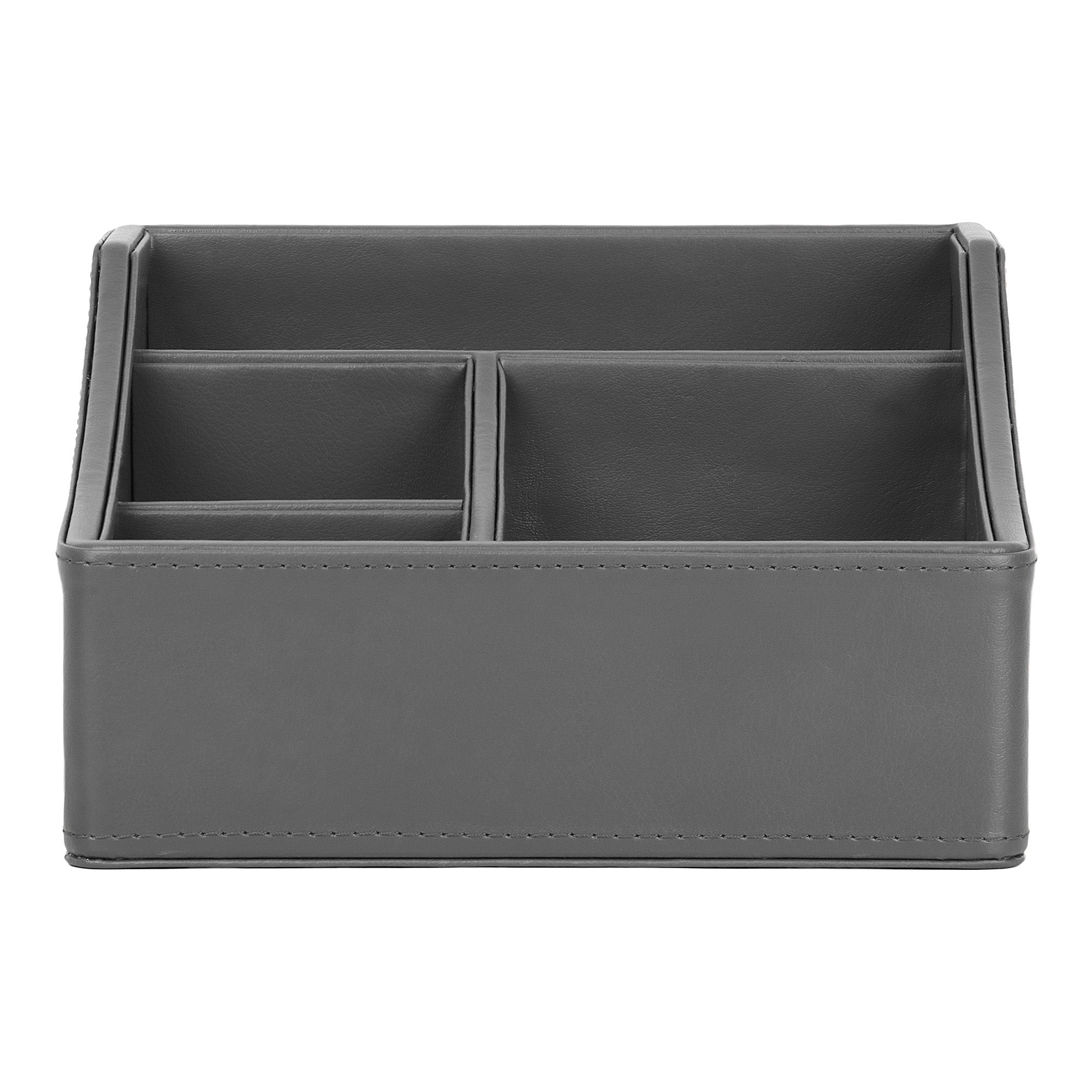V-CUBE DESIGNS Premium Vegan Leather Desk Organizer - 4 Storage Compartments - Grey