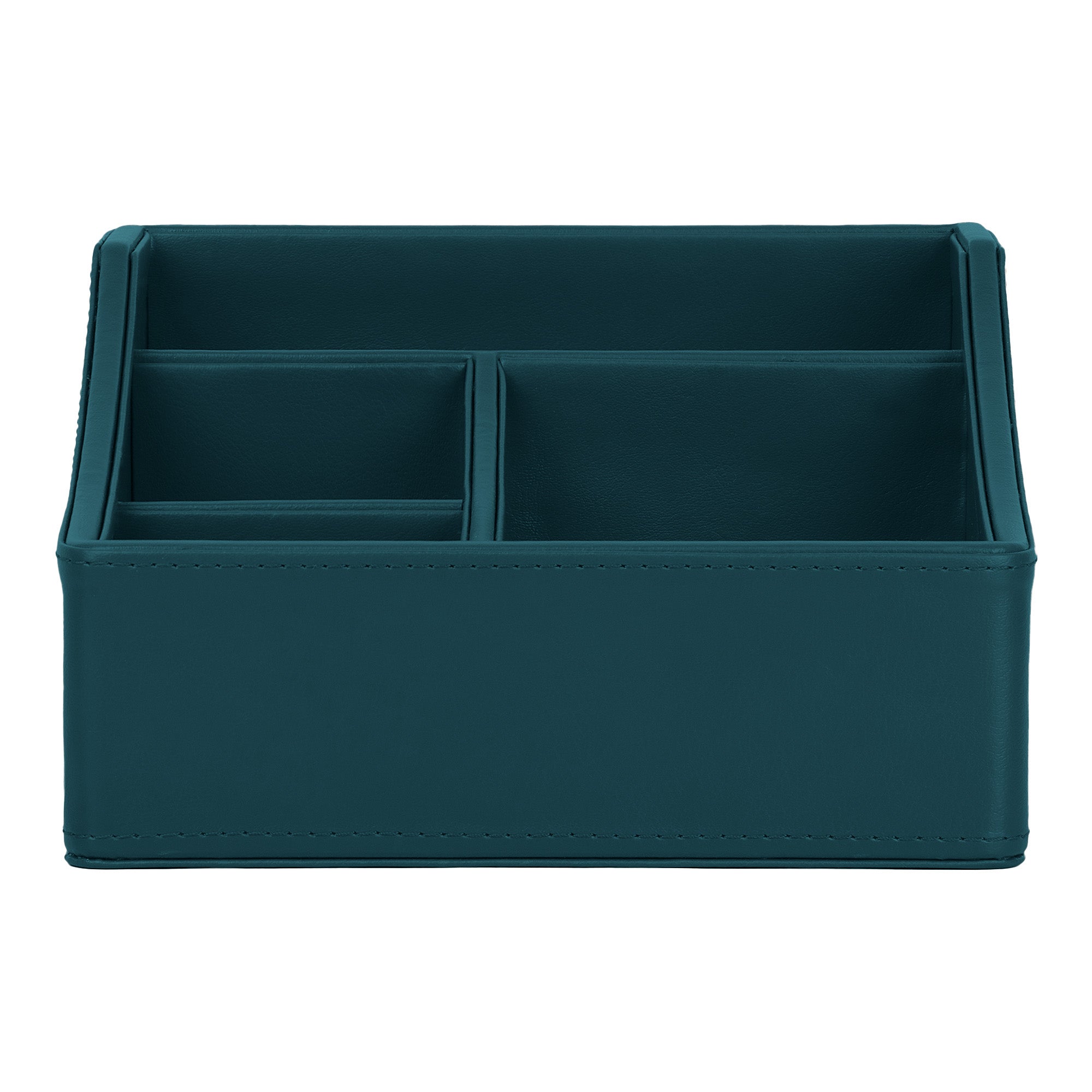 V-CUBE DESIGNS Premium Vegan Leather Desk Organizer - 4 Storage Compartments - Deep Teal