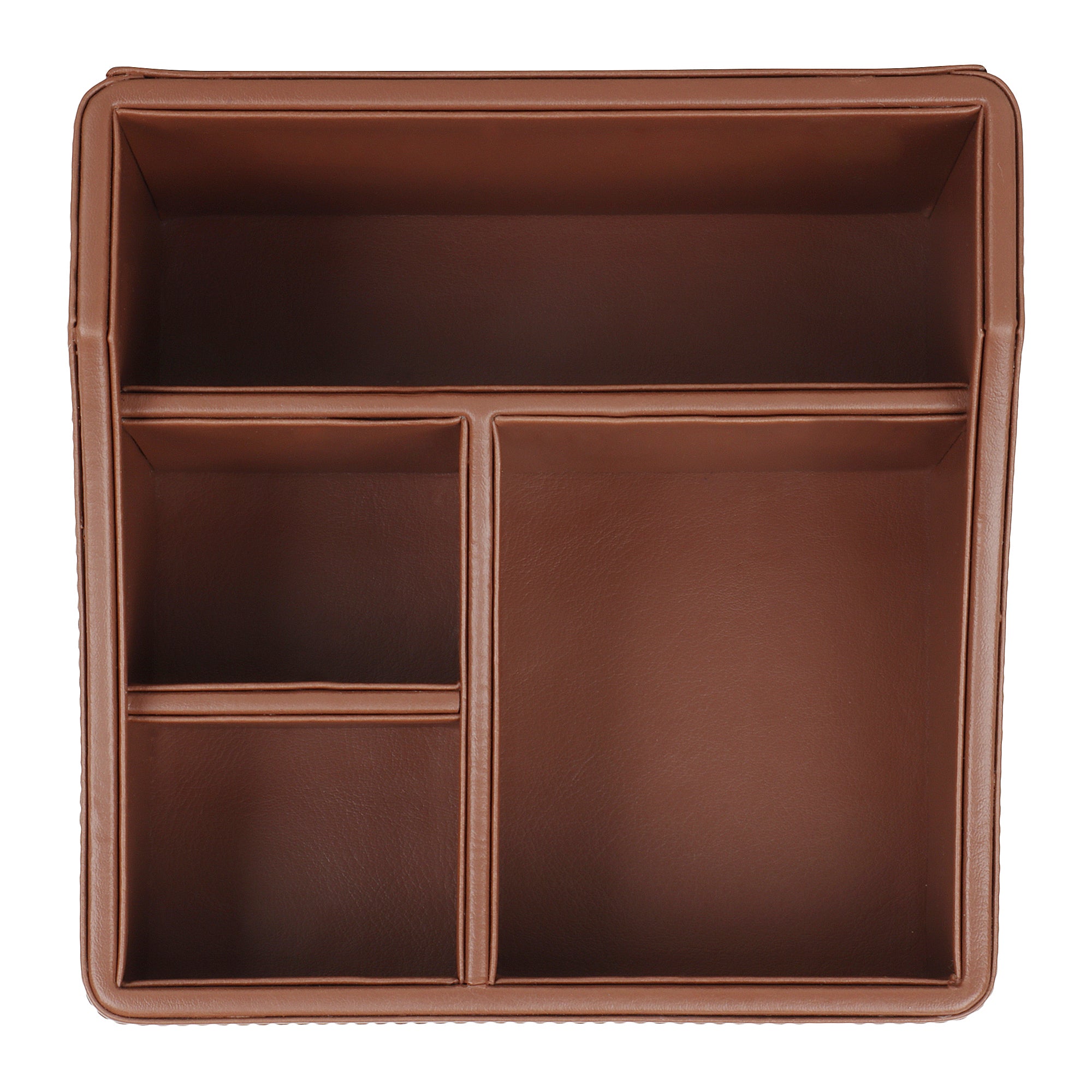 V-CUBE DESIGNS Premium Vegan Leather Desk Organizer - 4 Storage Compartments -Tan