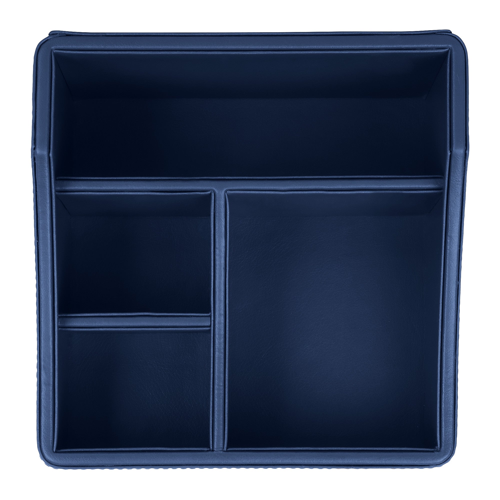 V-CUBE DESIGNS Premium Vegan Leather Desk Organizer - 4 Storage Compartments - Navy Blue
