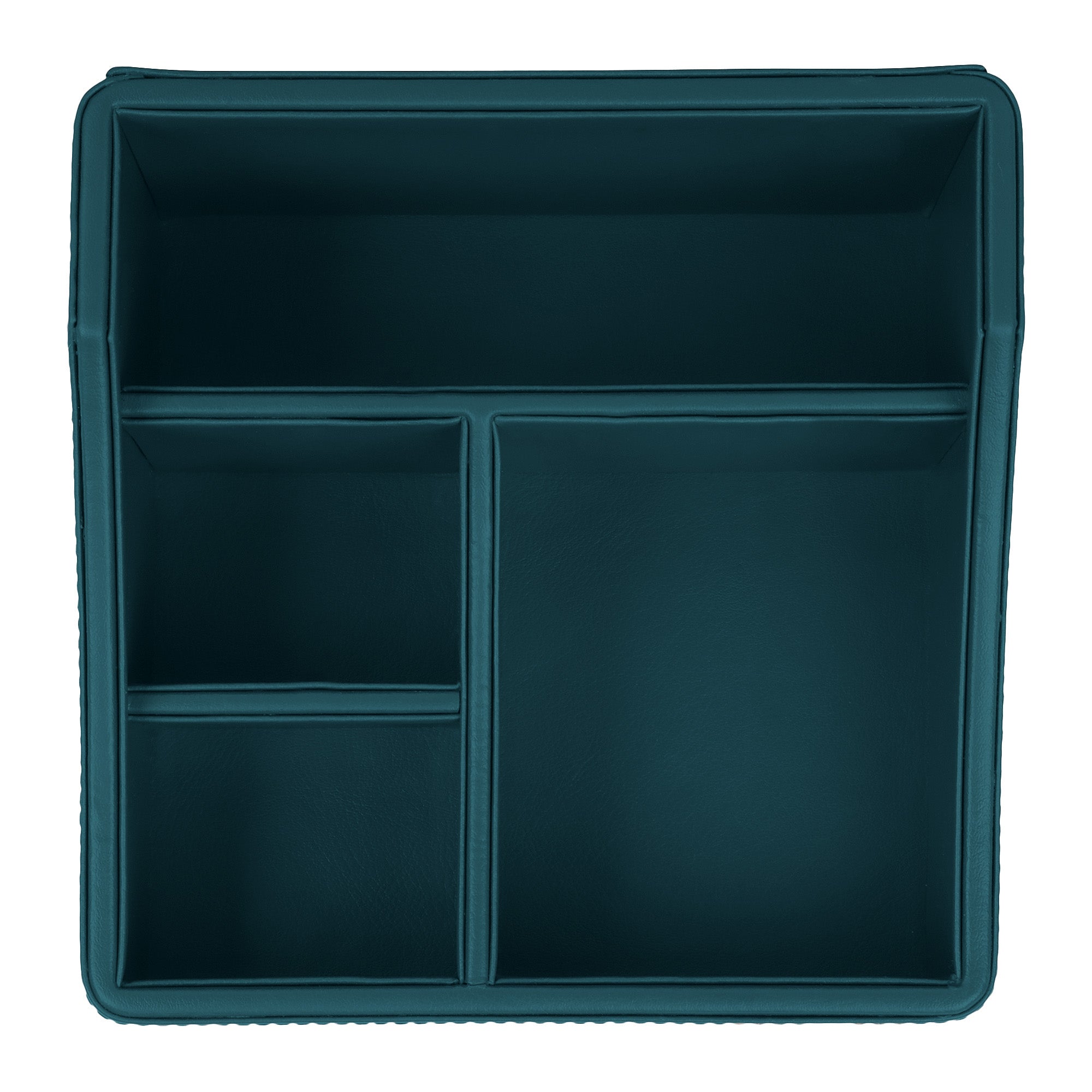 V-CUBE DESIGNS Premium Vegan Leather Desk Organizer - 4 Storage Compartments - Deep Teal