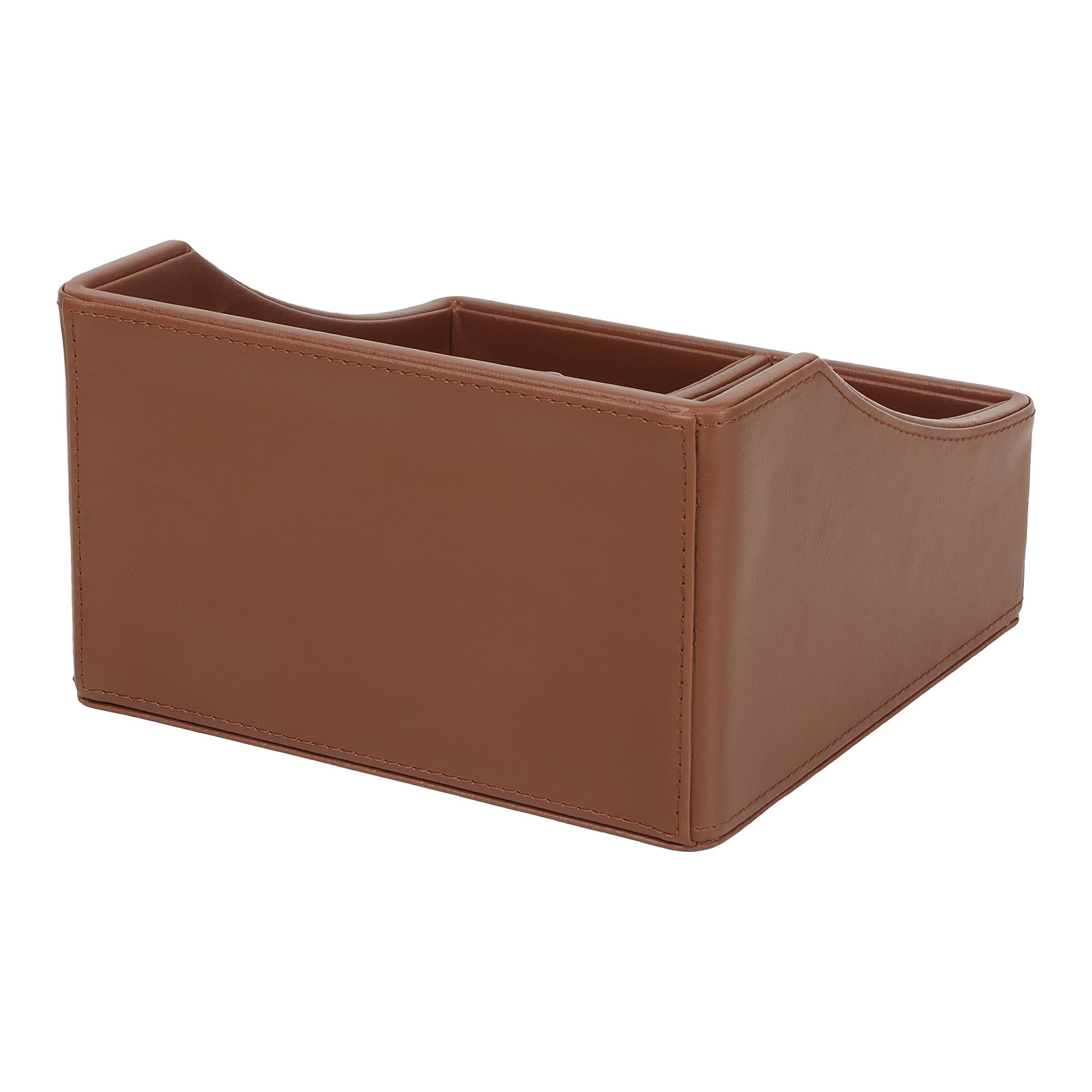 V-CUBE DESIGNS Premium Vegan Leather Desk Organizer - 4 Storage Compartments -Tan