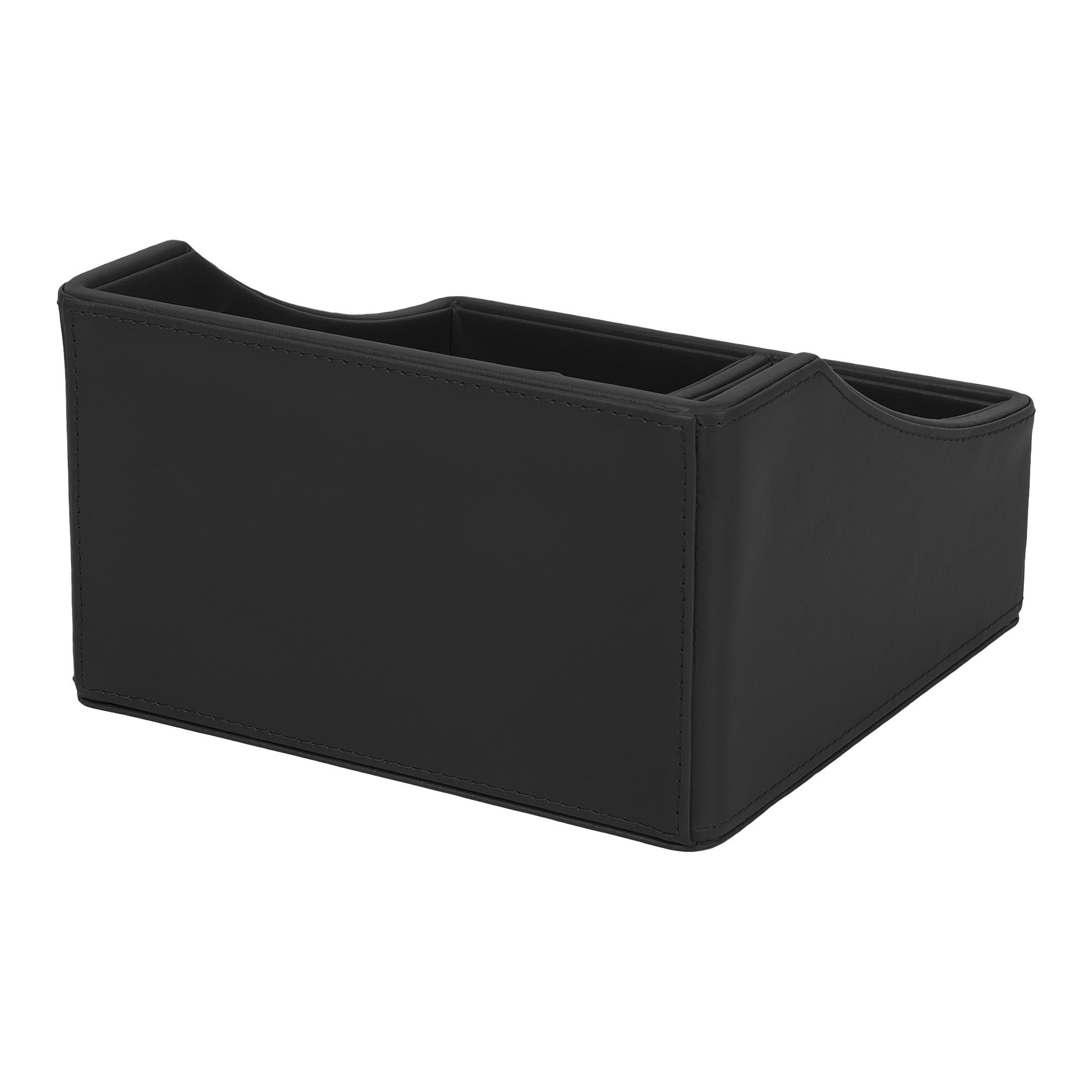 V-CUBE DESIGNS Premium Vegan Leather Desk Organizer - 4 Storage Compartments - Black