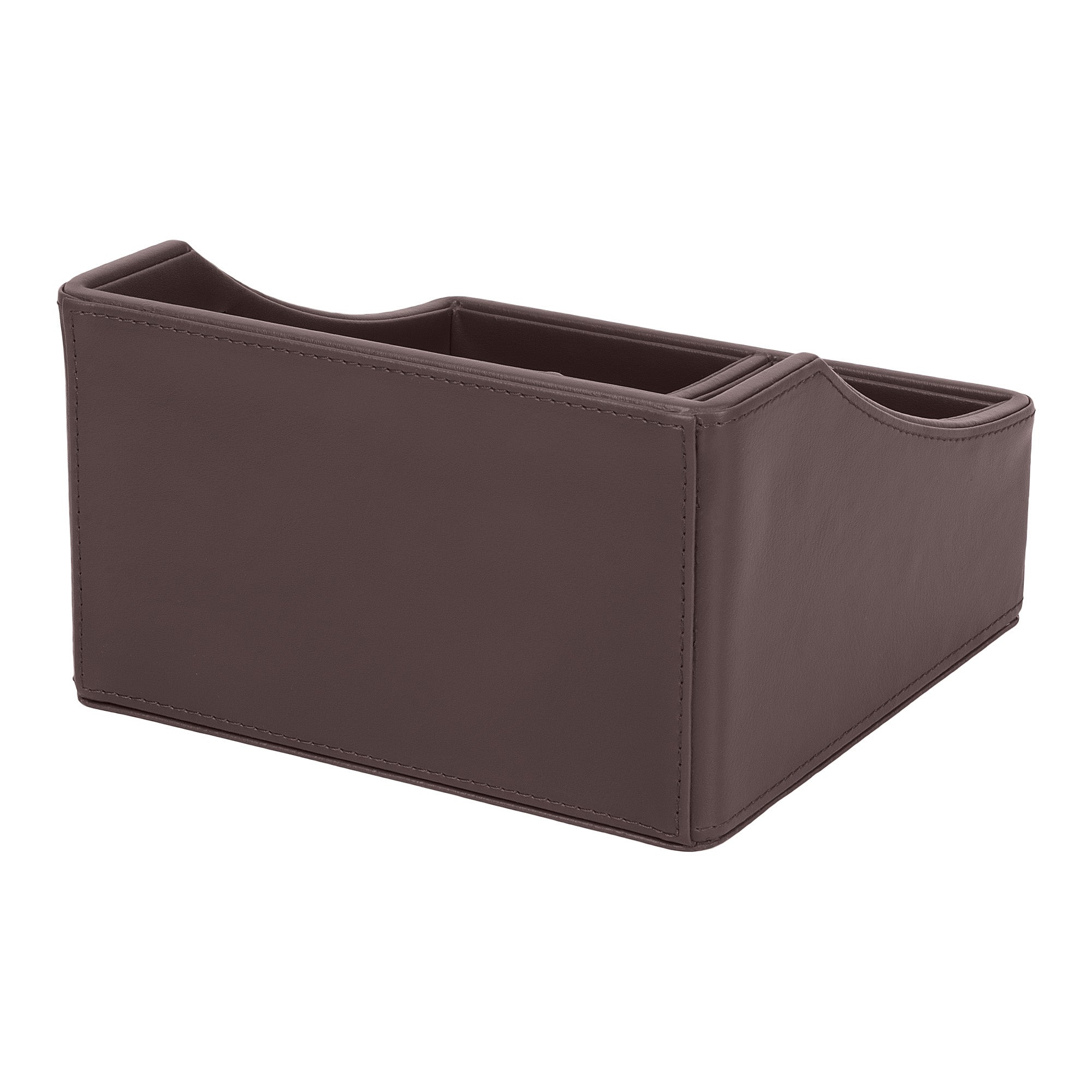 V-CUBE DESIGNS Premium Vegan Leather Desk Organizer - 4 Storage Compartments - Brown
