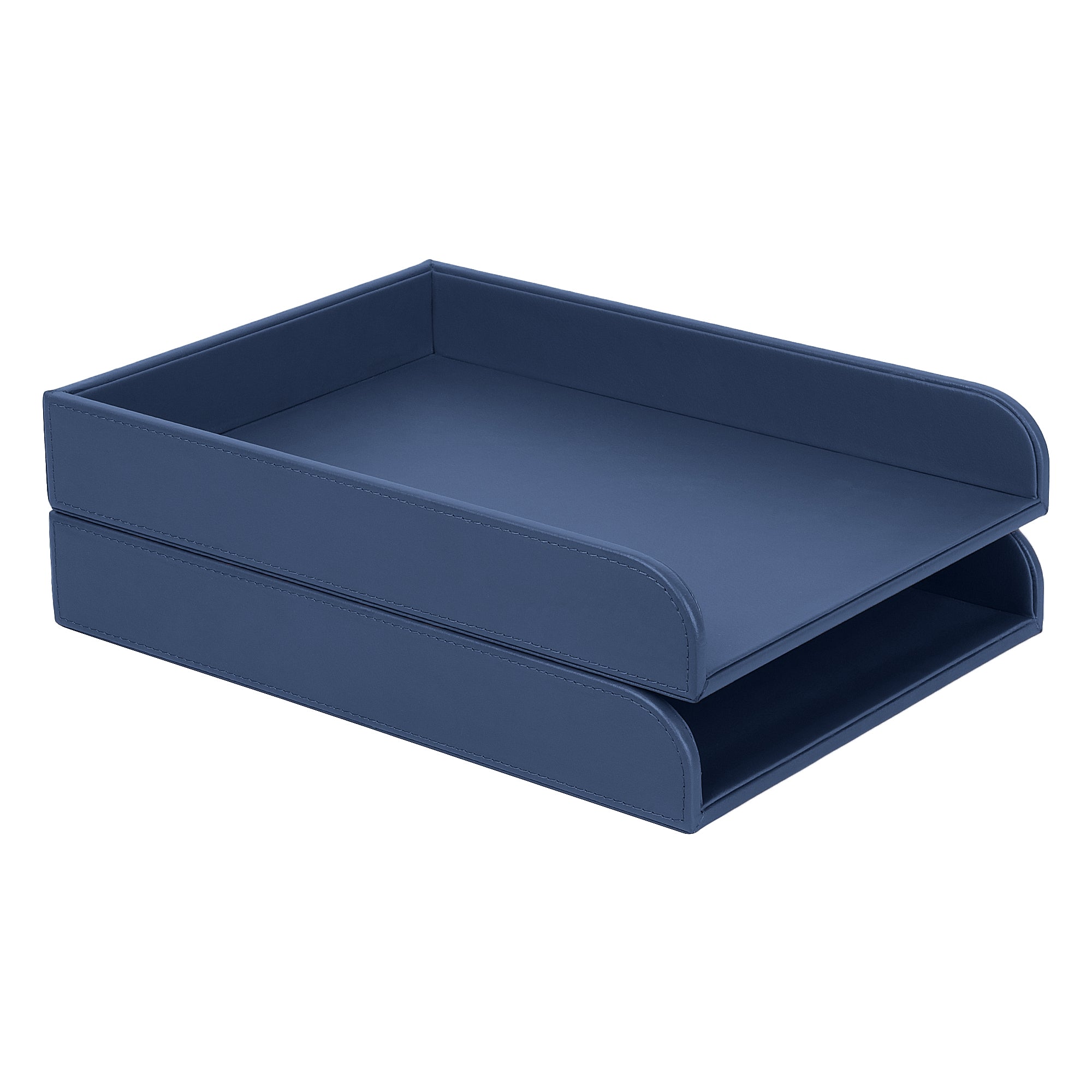 V-CUBE Designs Premium Vegan Leather Rectangular Paper Tray - Navy Blue