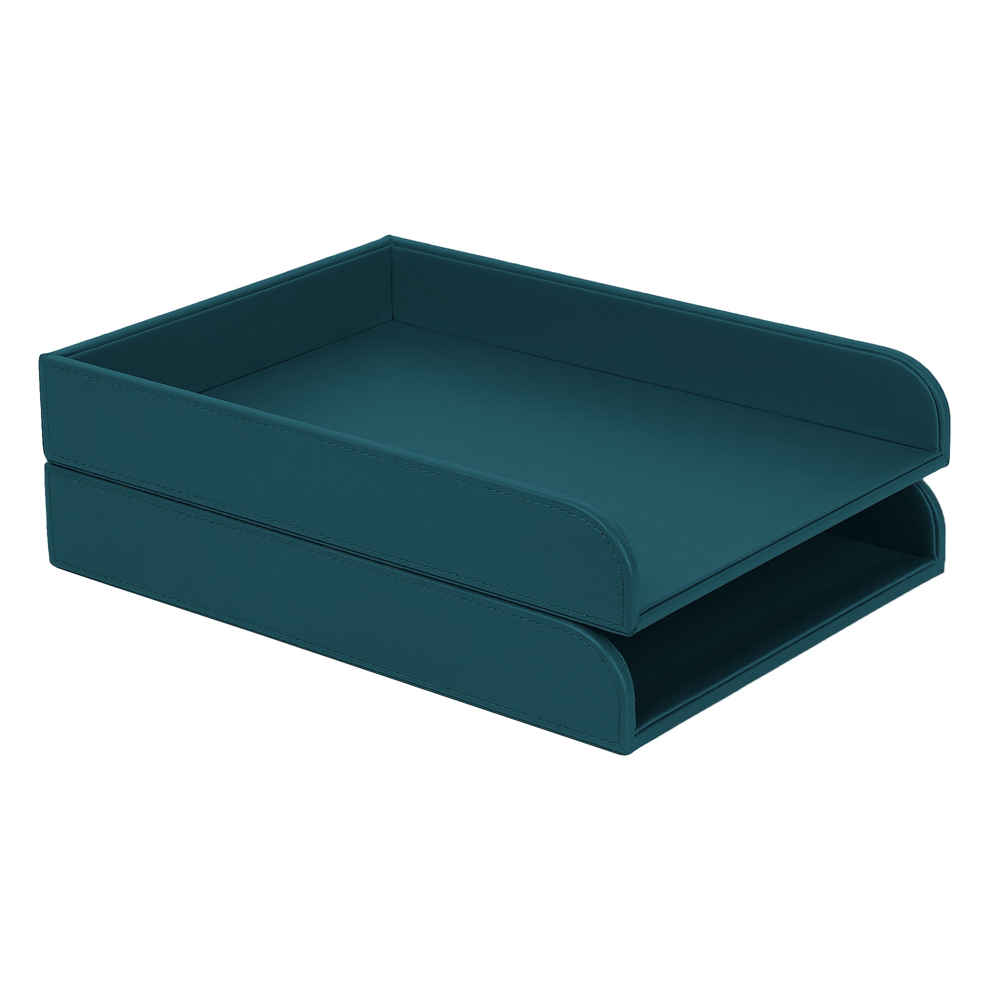 V-CUBE Designs Premium Vegan Leather Rectangular Paper Tray - Deep Teal