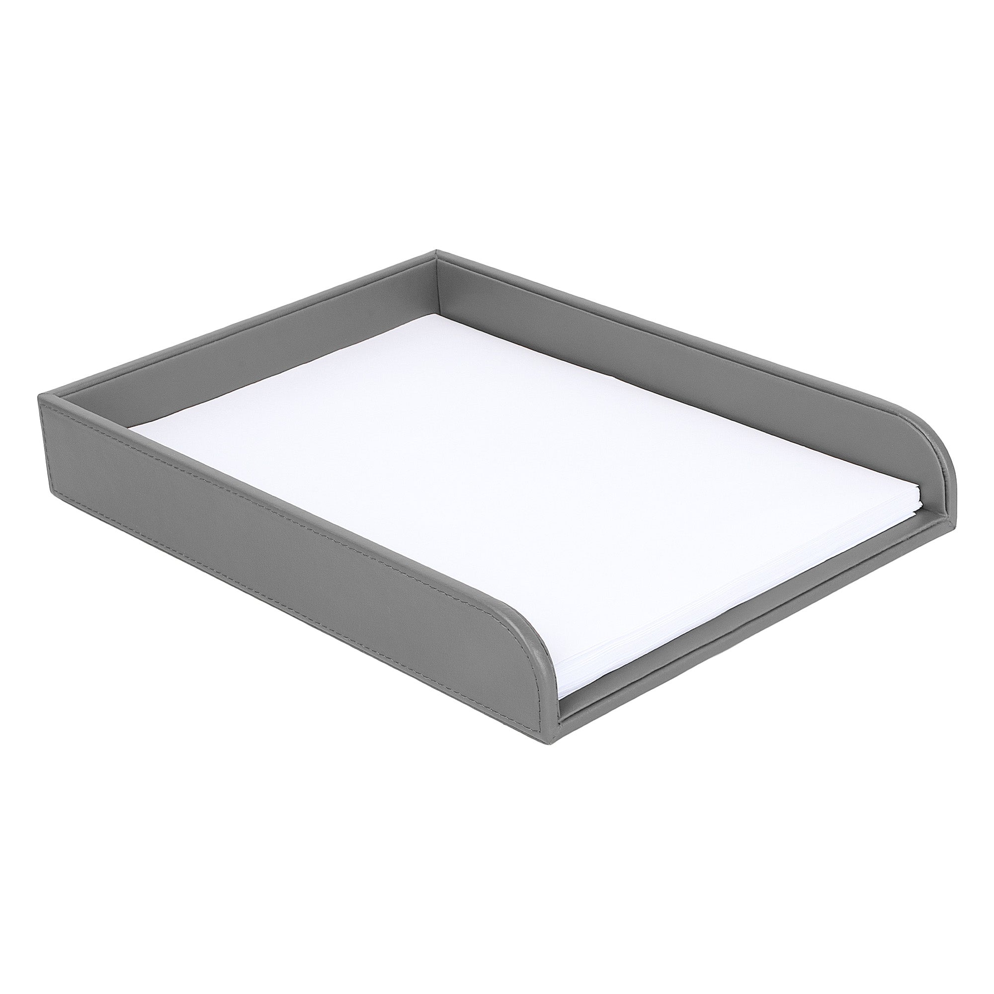 V-CUBE Designs Premium Vegan Leather Rectangular Paper Tray - Grey