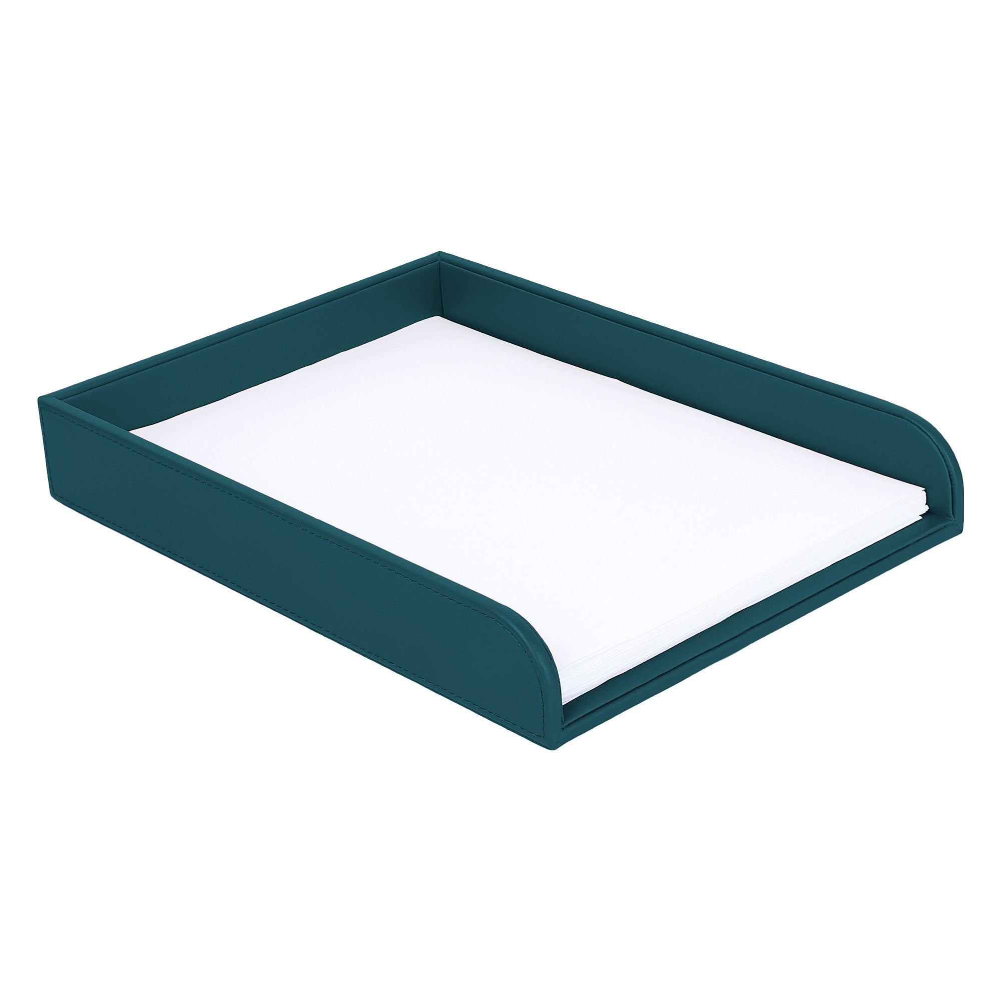 V-CUBE Designs Premium Vegan Leather Rectangular Paper Tray - Deep Teal