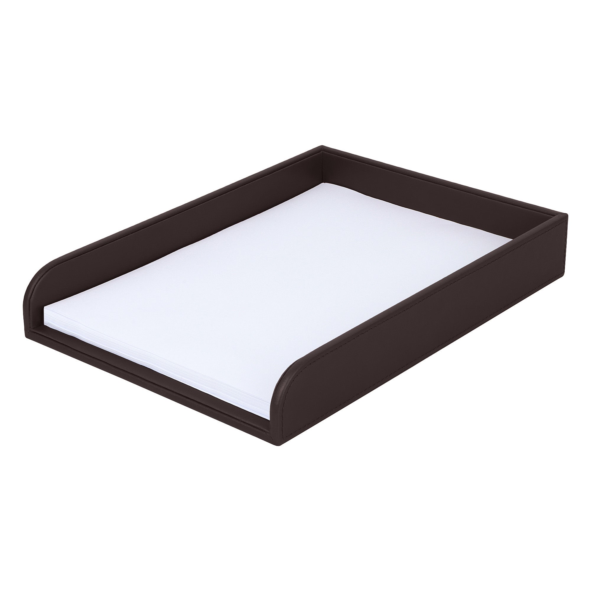 V-CUBE Designs Premium Vegan Leather Rectangular Paper Tray - Brown