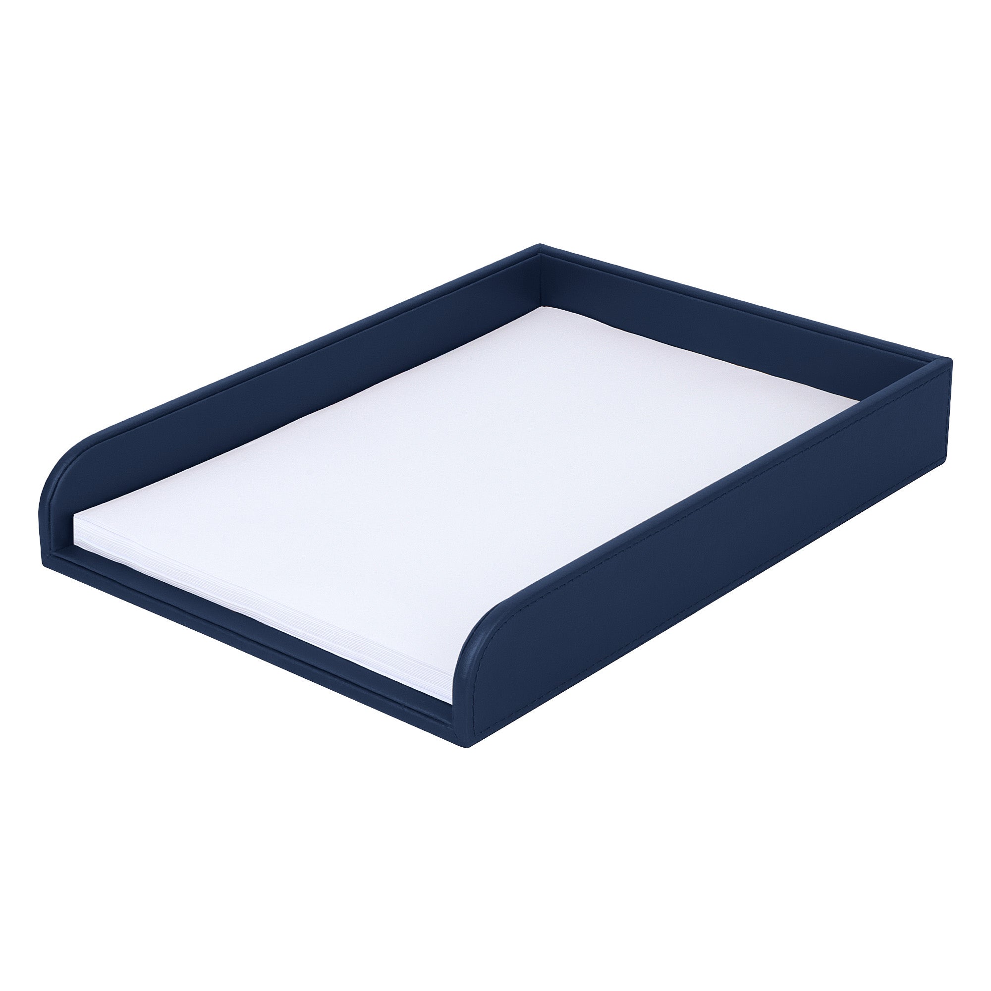 V-CUBE Designs Premium Vegan Leather Rectangular Paper Tray - Navy Blue