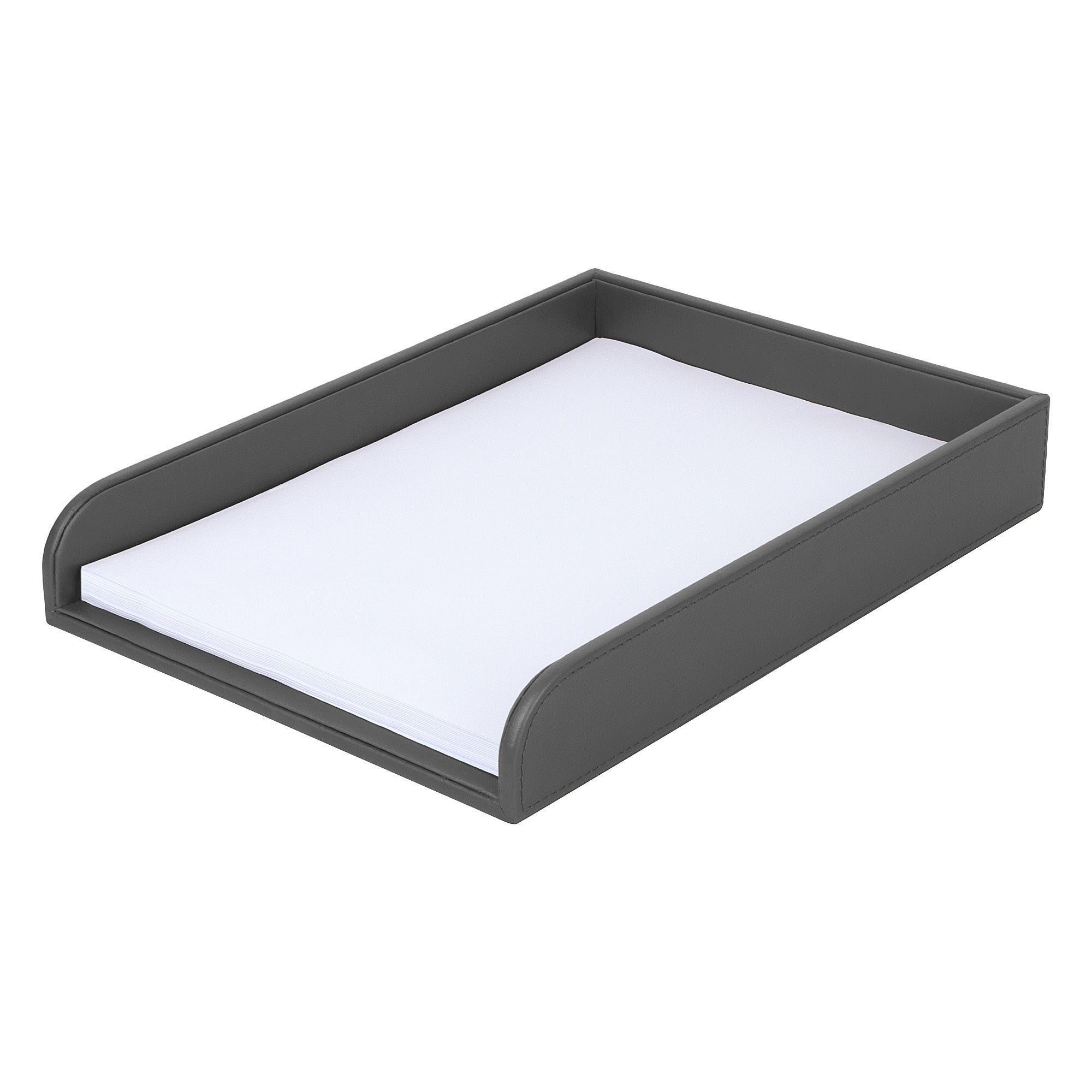 V-CUBE Designs Premium Vegan Leather Rectangular Paper Tray - Grey