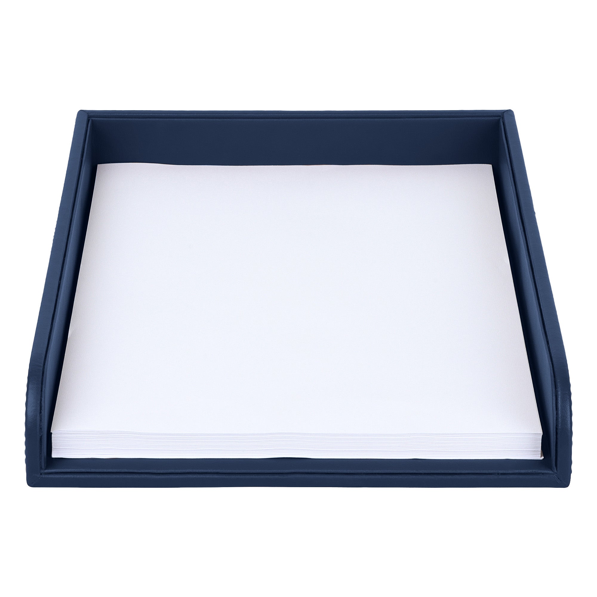 V-CUBE Designs Premium Vegan Leather Rectangular Paper Tray - Navy Blue