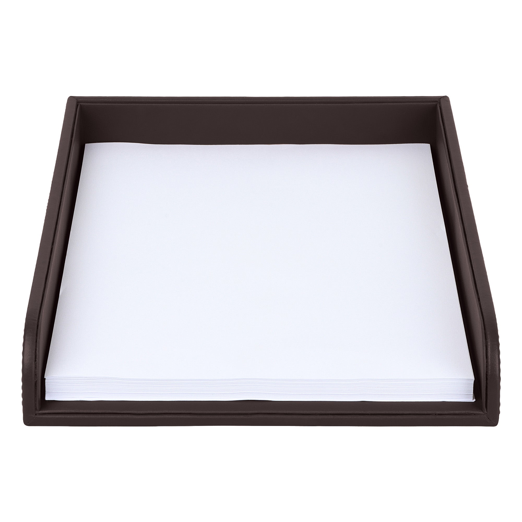 V-CUBE Designs Premium Vegan Leather Rectangular Paper Tray - Brown