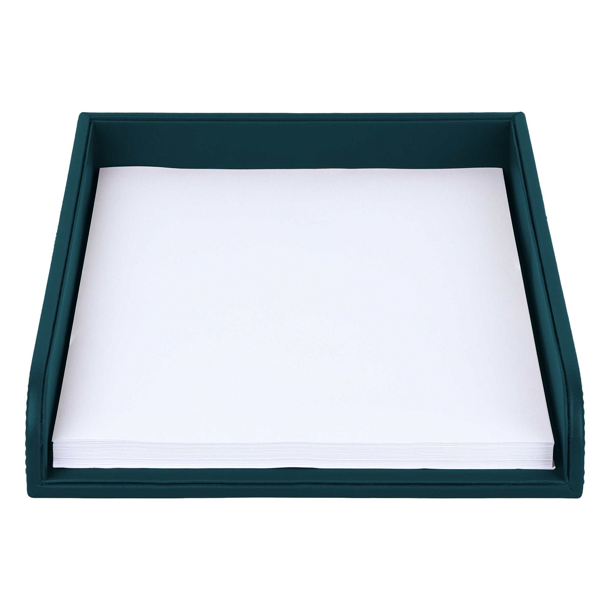V-CUBE Designs Premium Vegan Leather Rectangular Paper Tray - Deep Teal