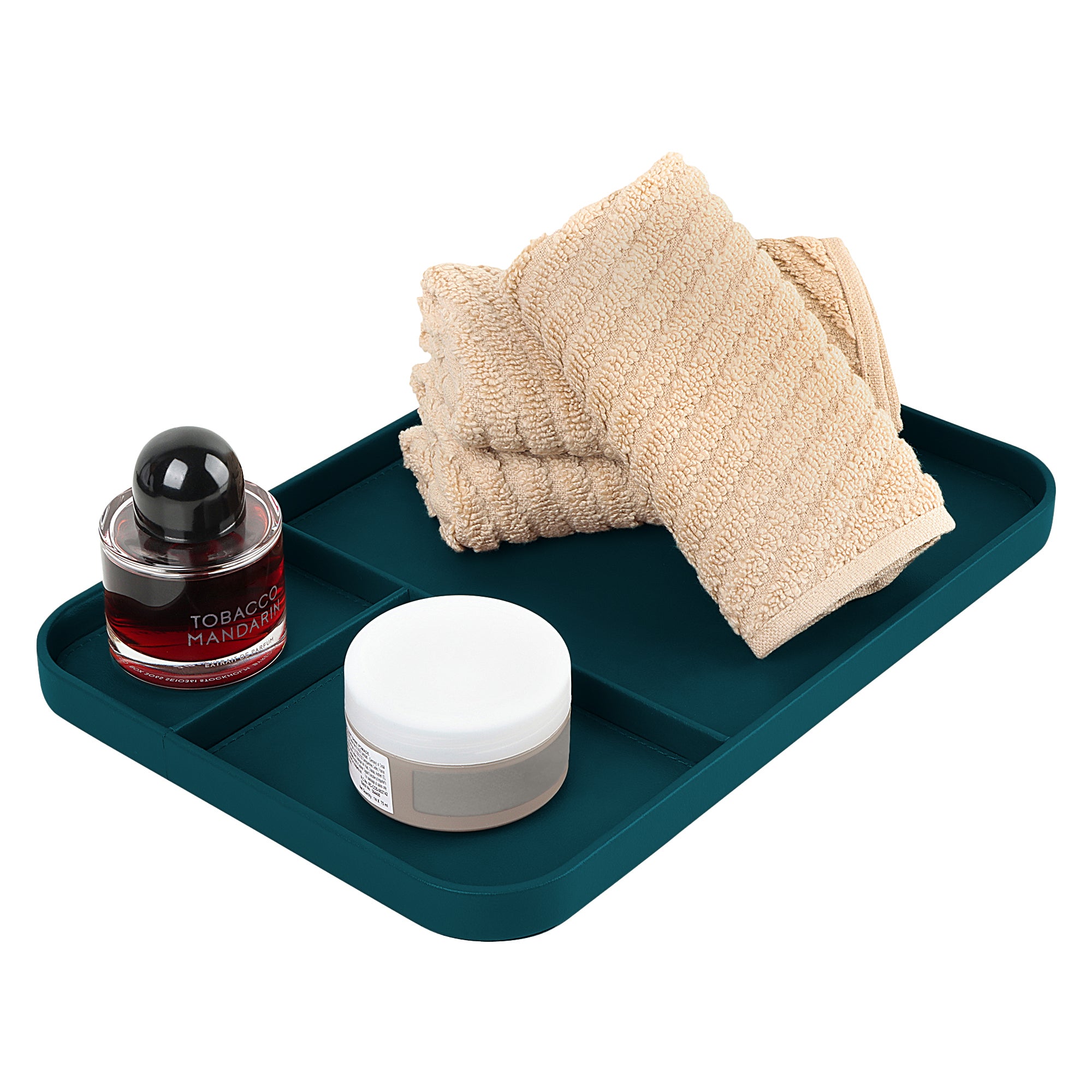 V-CUBE DESIGNS PREMIUM VEGAN LEATHER VALET TRAY (30X20.5 cm) - TEAL