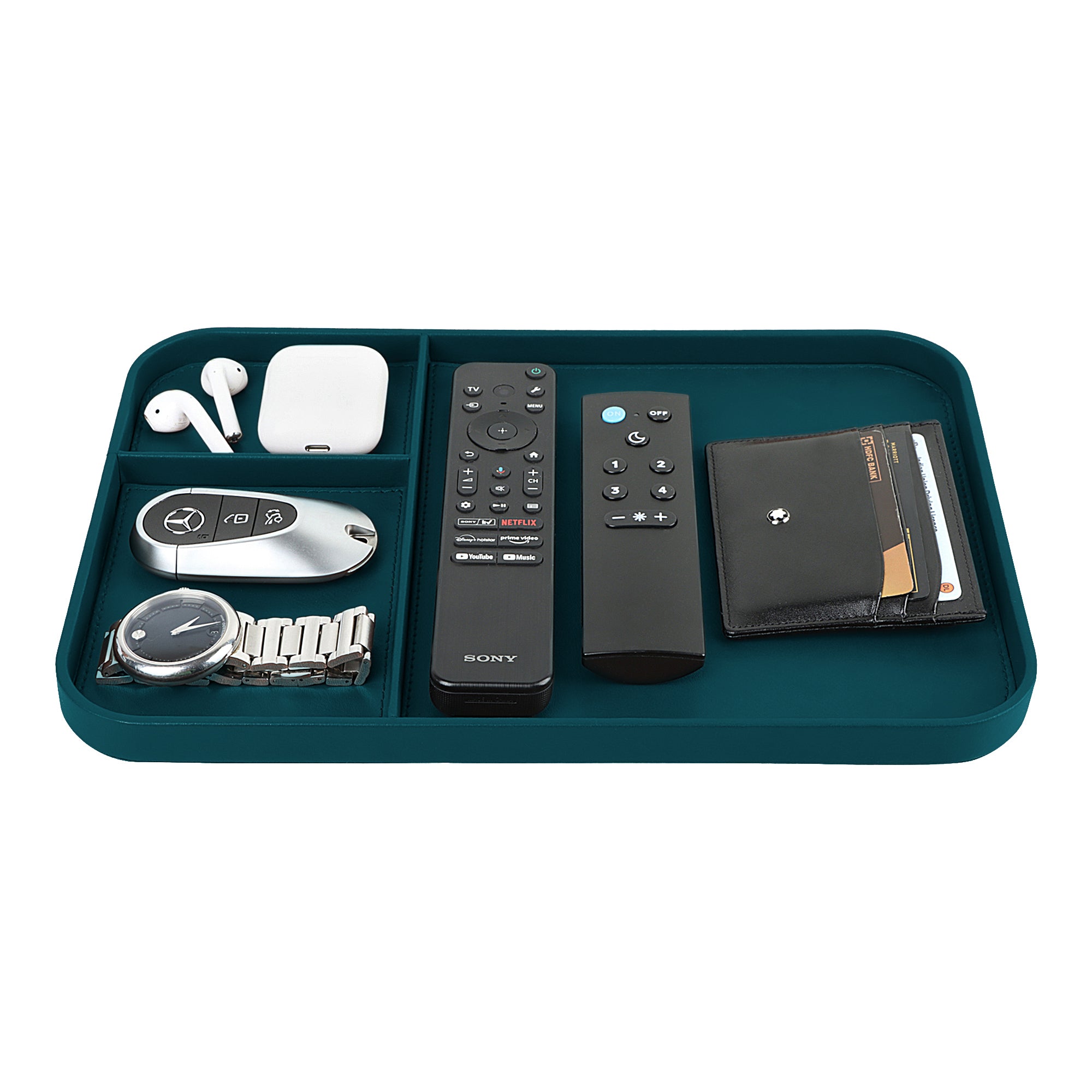 V-CUBE DESIGNS PREMIUM VEGAN LEATHER VALET TRAY (30X20.5 cm) - TEAL