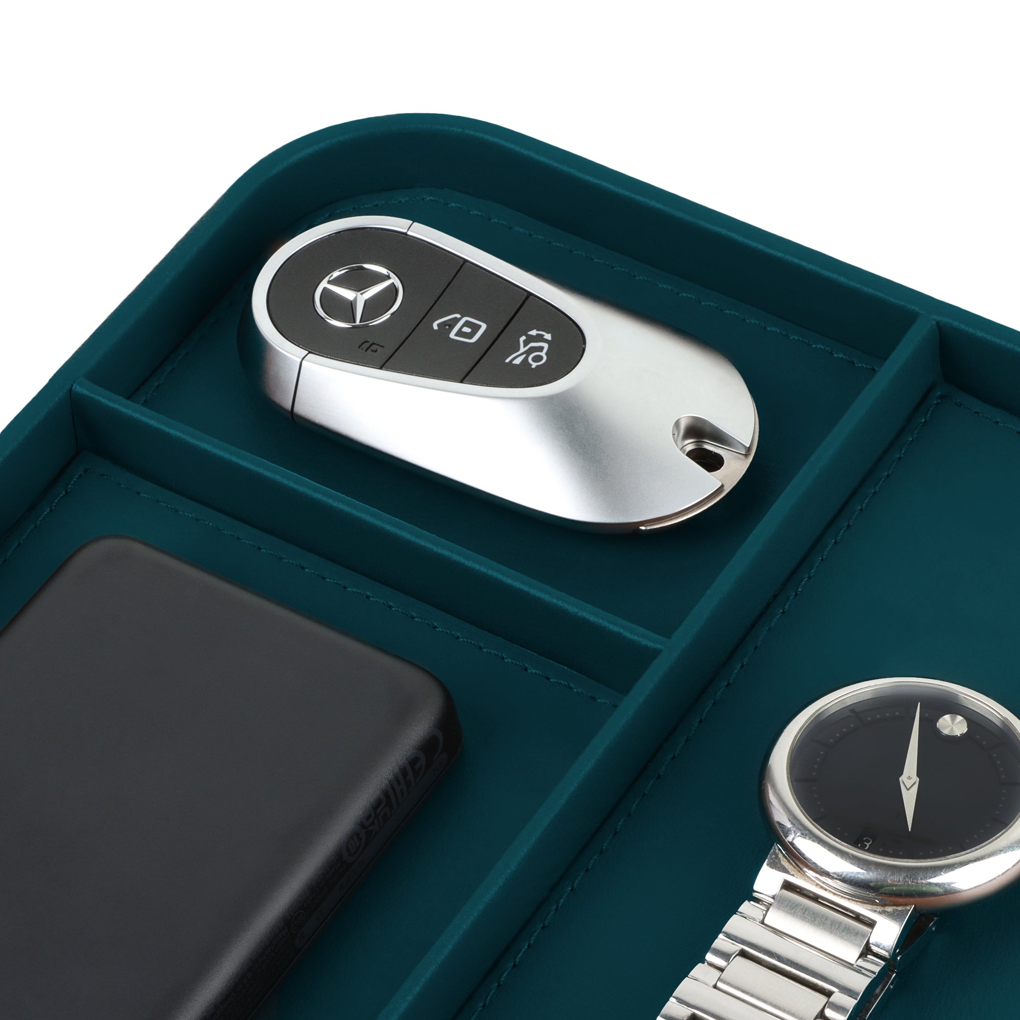 V-CUBE DESIGNS PREMIUM VEGAN LEATHER VALET TRAY (30X20.5 cm) - TEAL