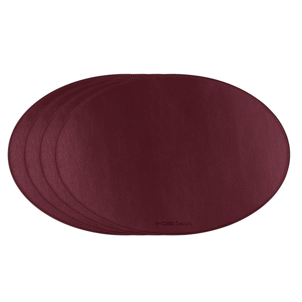V-CUBE Designs Premium Vegan Leather Dining Table Placemats Set of 4 - Maroon