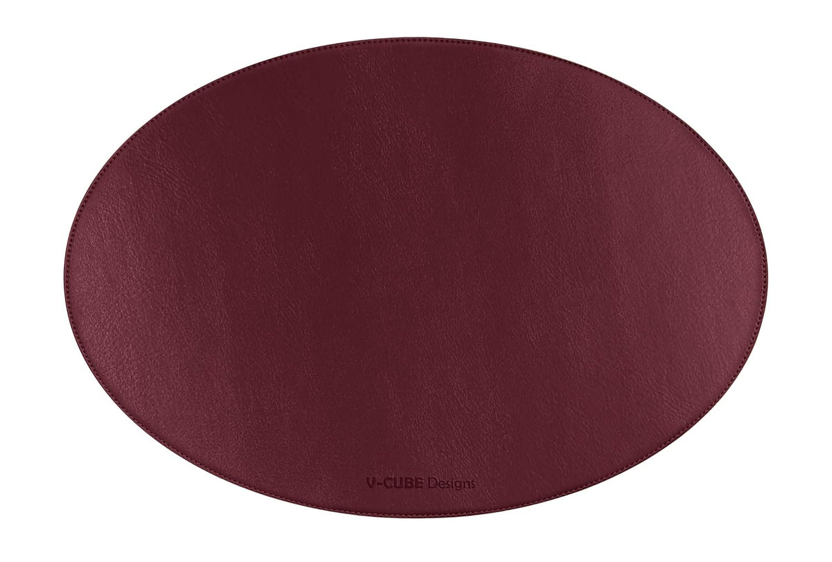 V-CUBE Designs Premium Vegan Leather Dining Table Placemats Set of 6 - Maroon