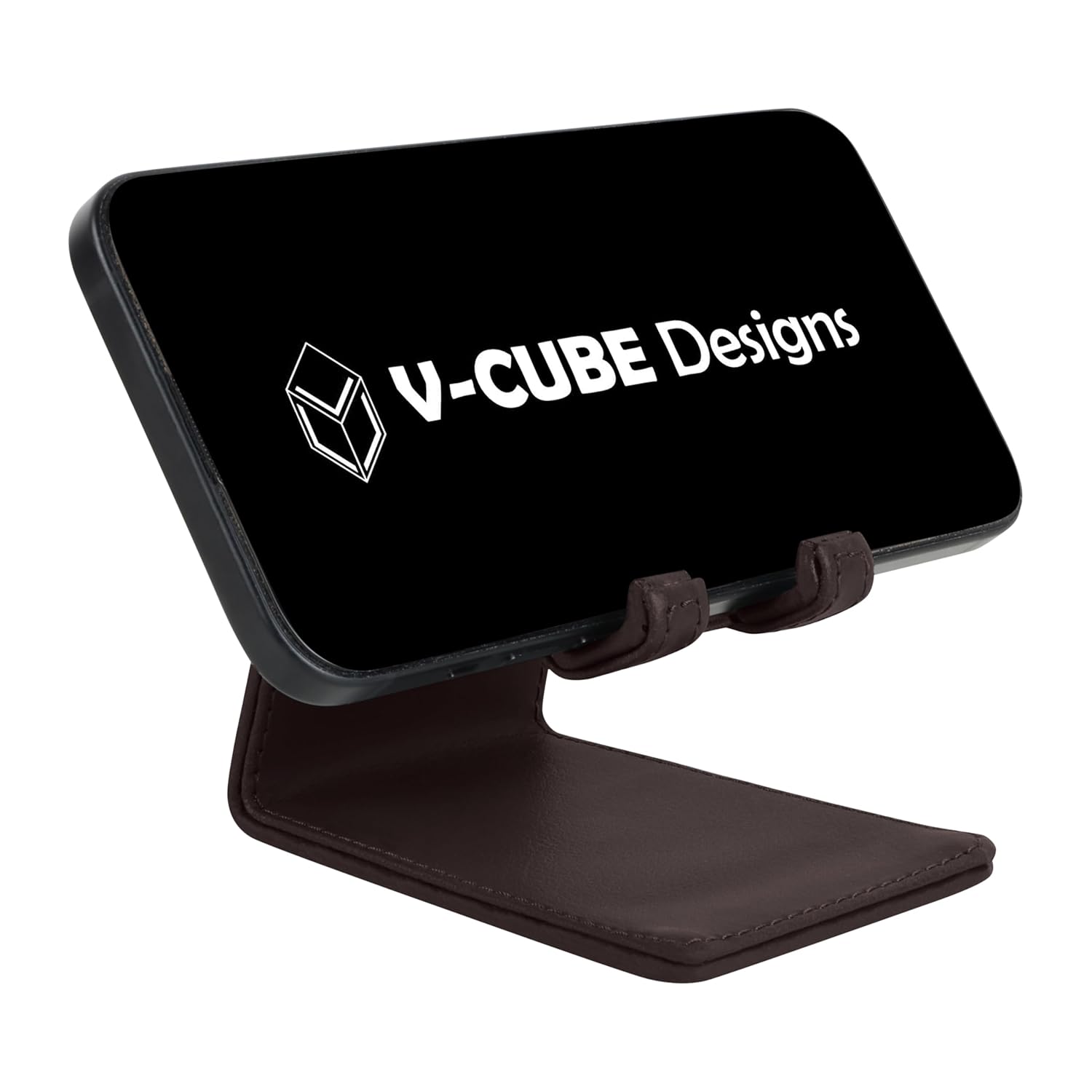 V-CUBE DESIGNS Premium Vegan Leather Mobile Holder Brown