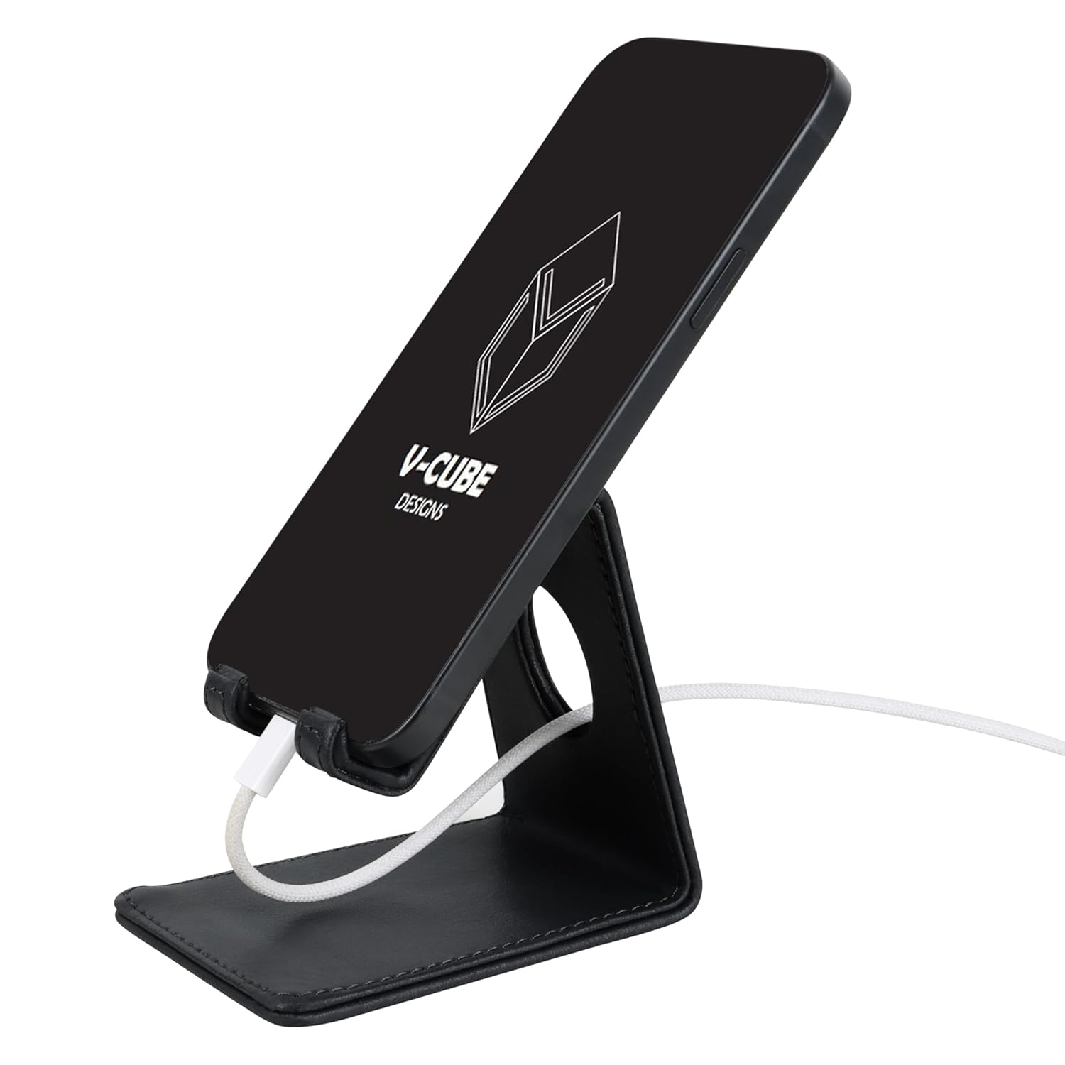 V-CUBE DESIGNS Premium Vegan Leather Mobile Holder Black