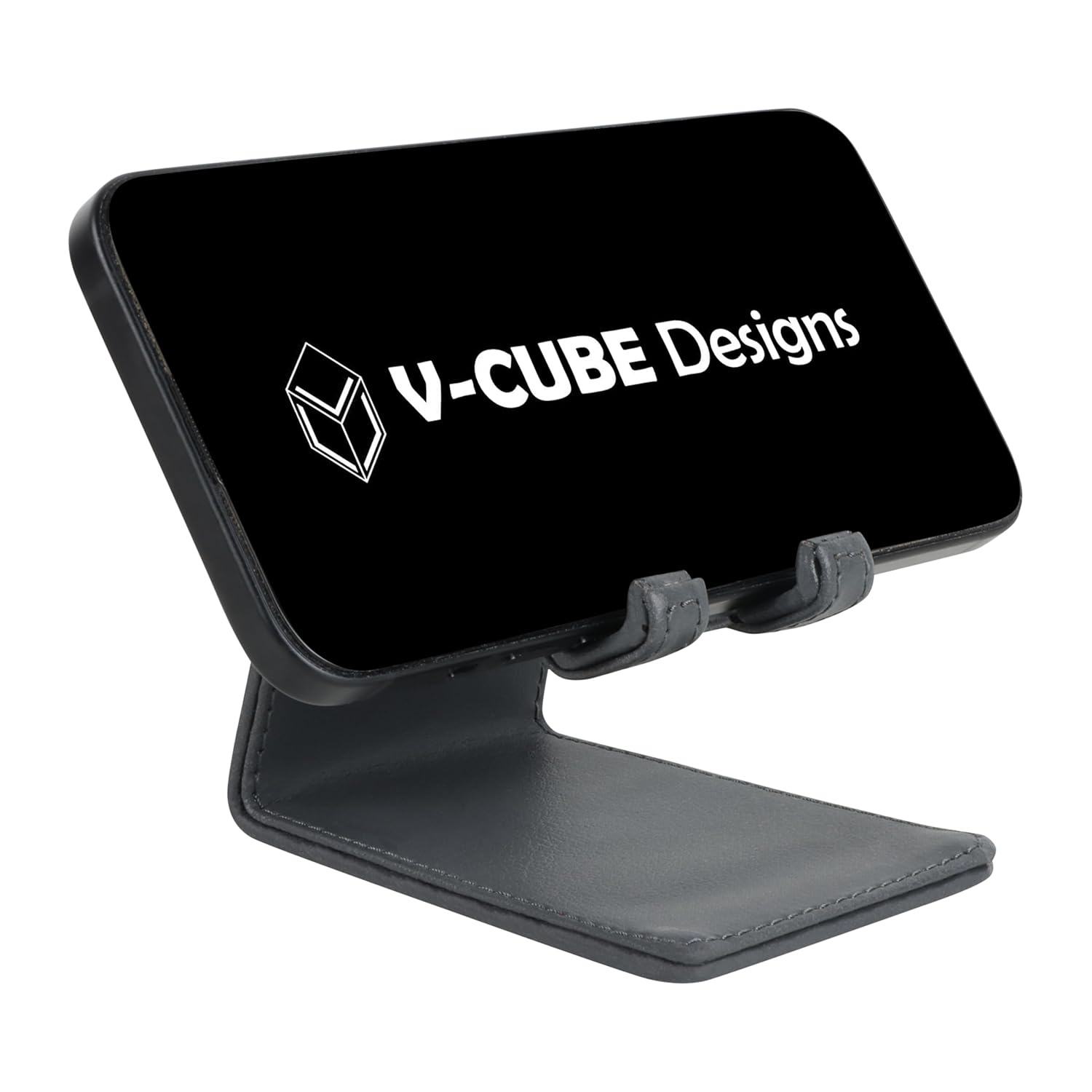 V-CUBE DESIGNS Premium Vegan Leather Mobile Holder Grey