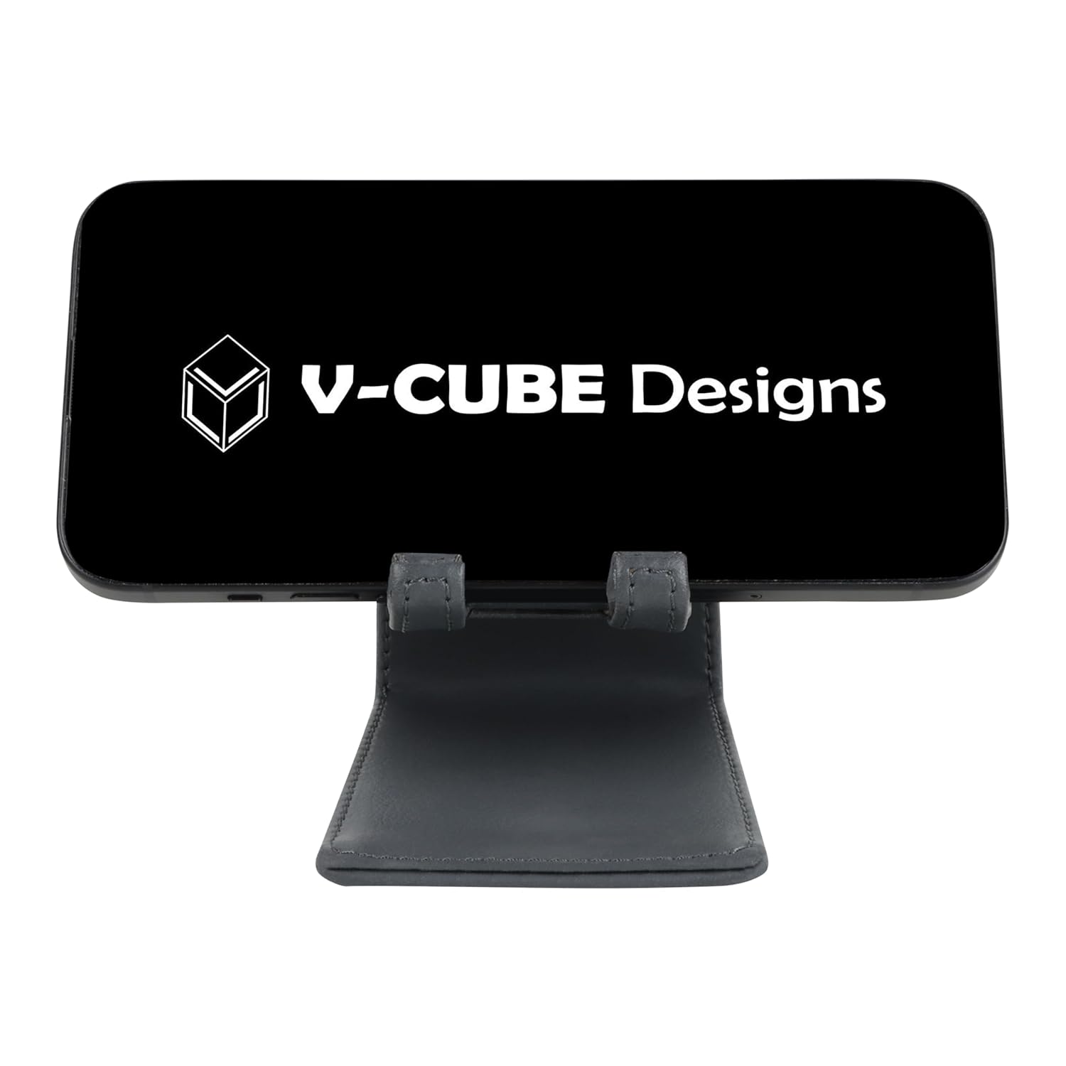 V-CUBE DESIGNS Premium Vegan Leather Mobile Holder Grey