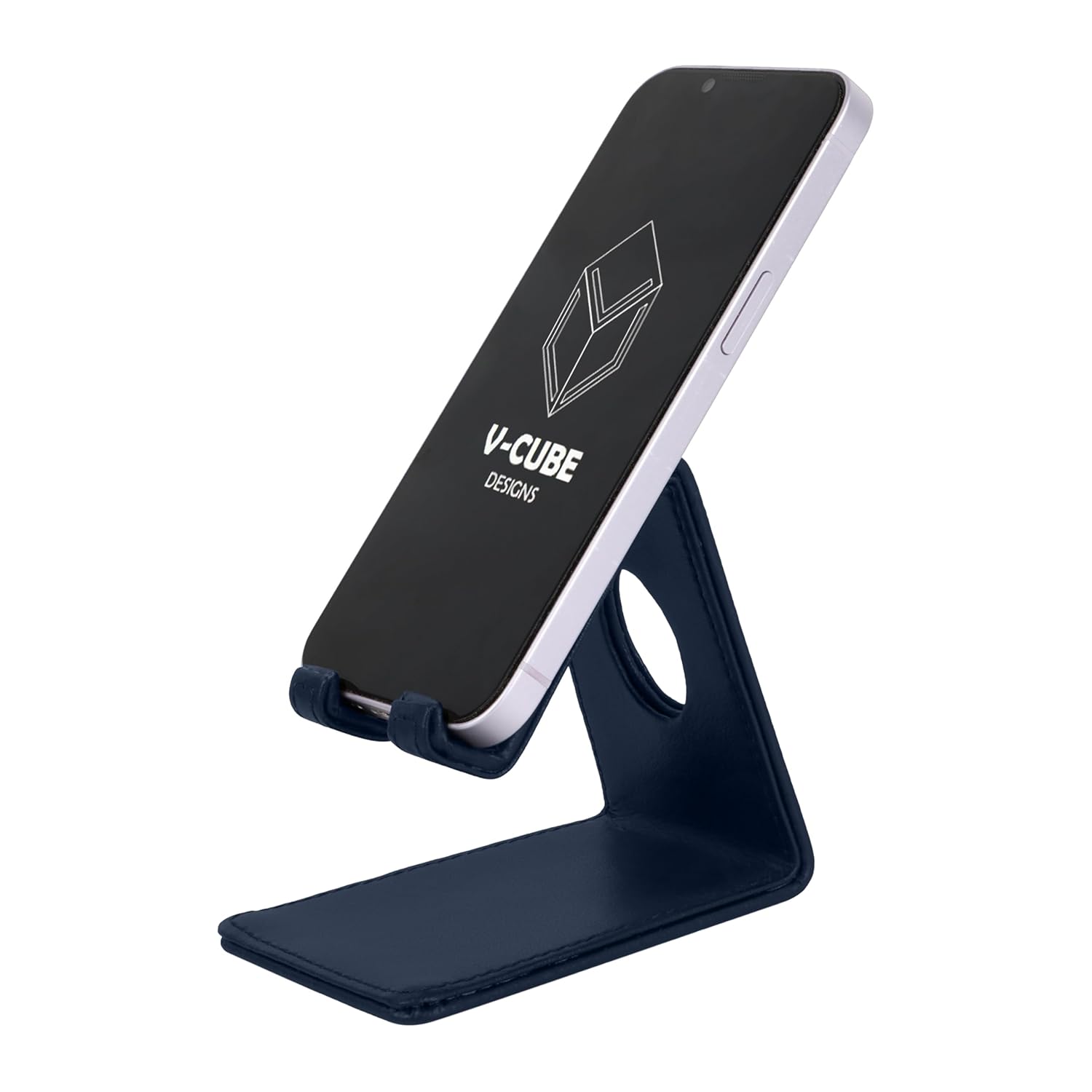 V-CUBE DESIGNS Premium Vegan Leather Mobile Holder Navy Blue
