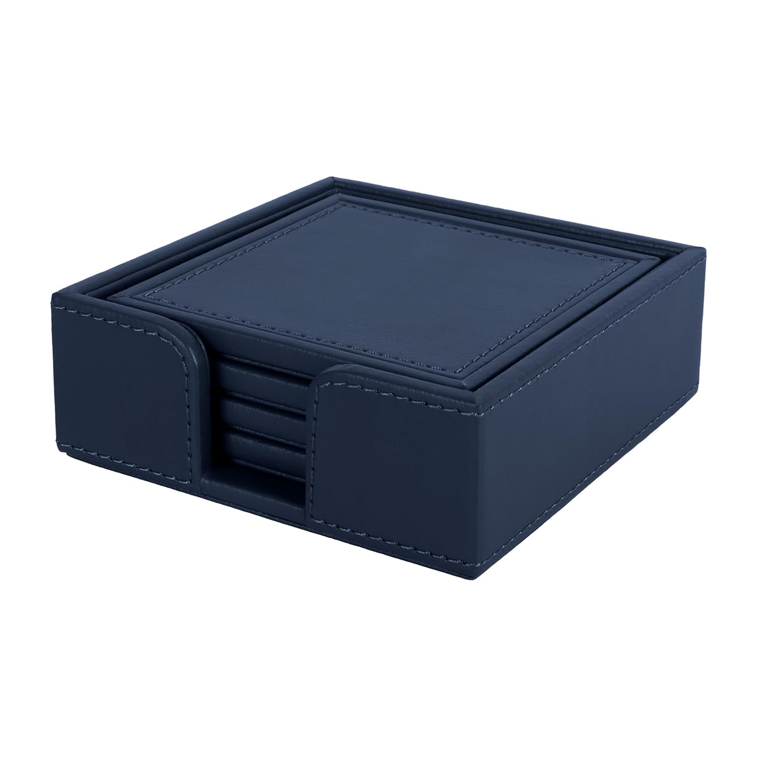 V-CUBE DESIGNS Premium Vegan Leather Coasters Navy Blue
