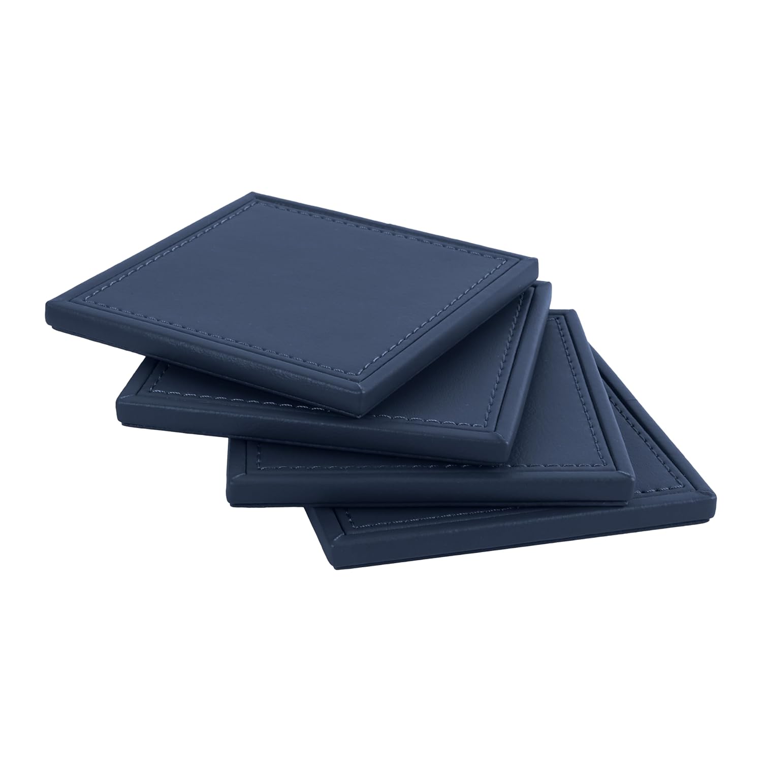 V-CUBE DESIGNS Premium Vegan Leather Coasters Navy Blue