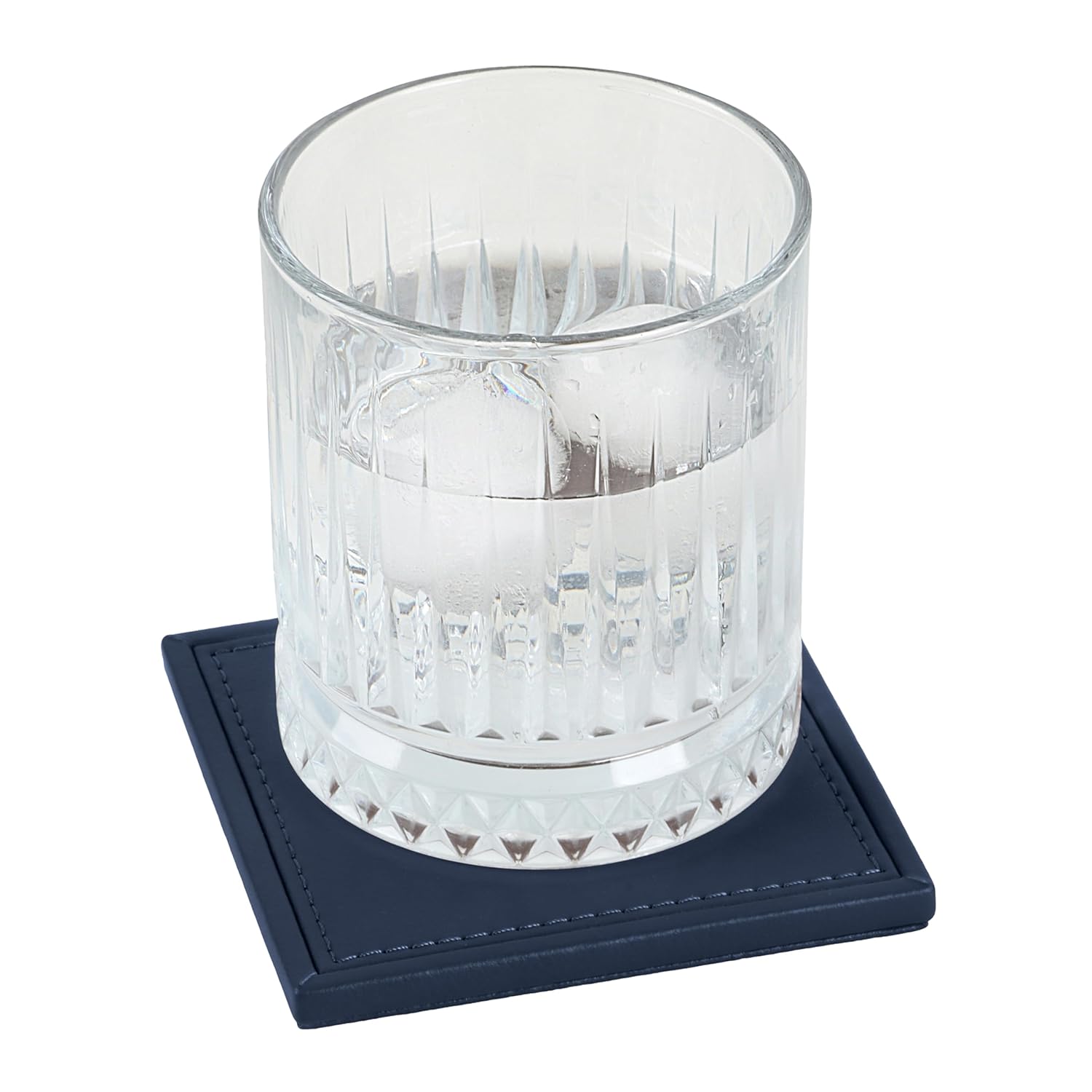 V-CUBE DESIGNS Premium Vegan Leather Coasters Navy Blue