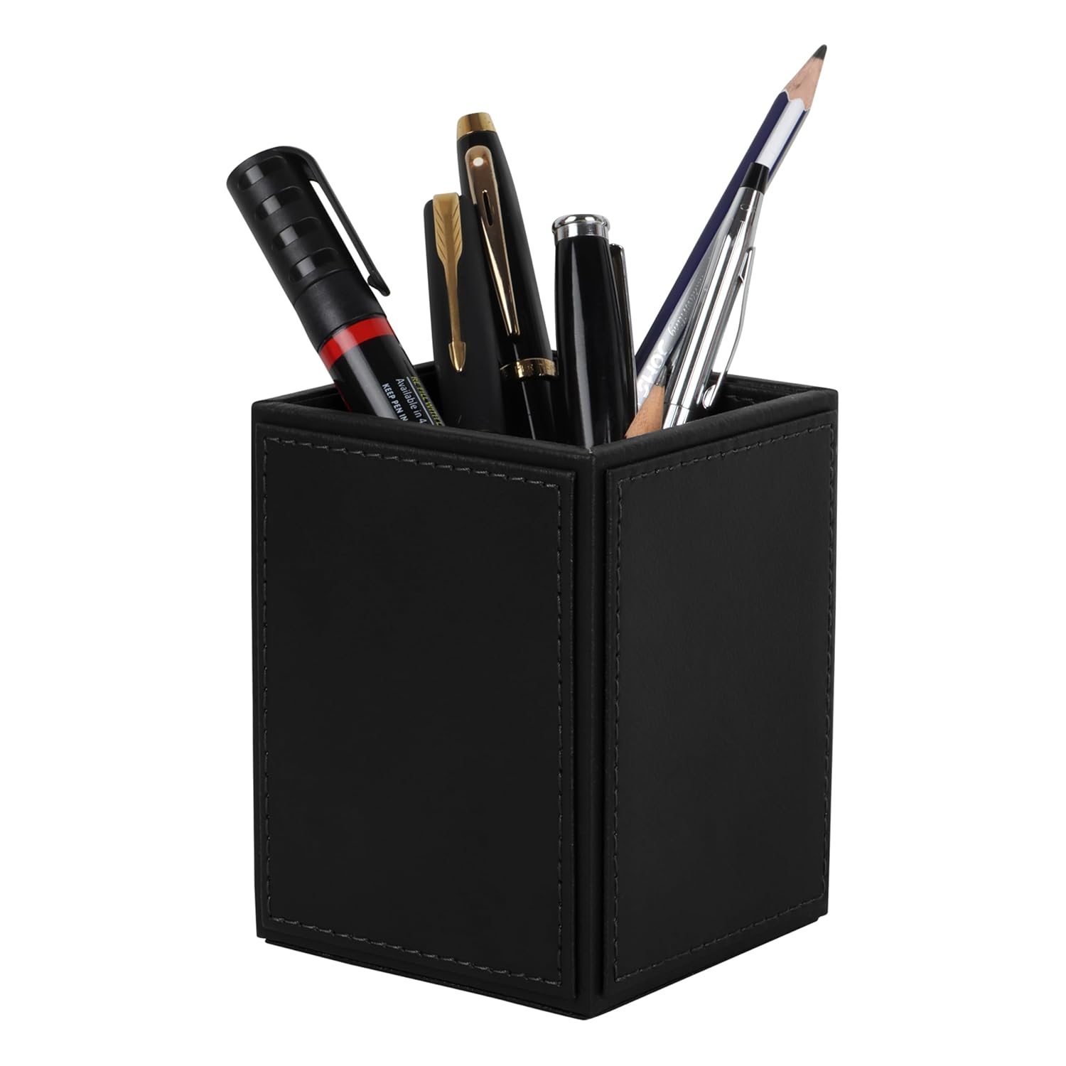 V-CUBE DESIGNS Premium Vegan Leather Pen Holder Black