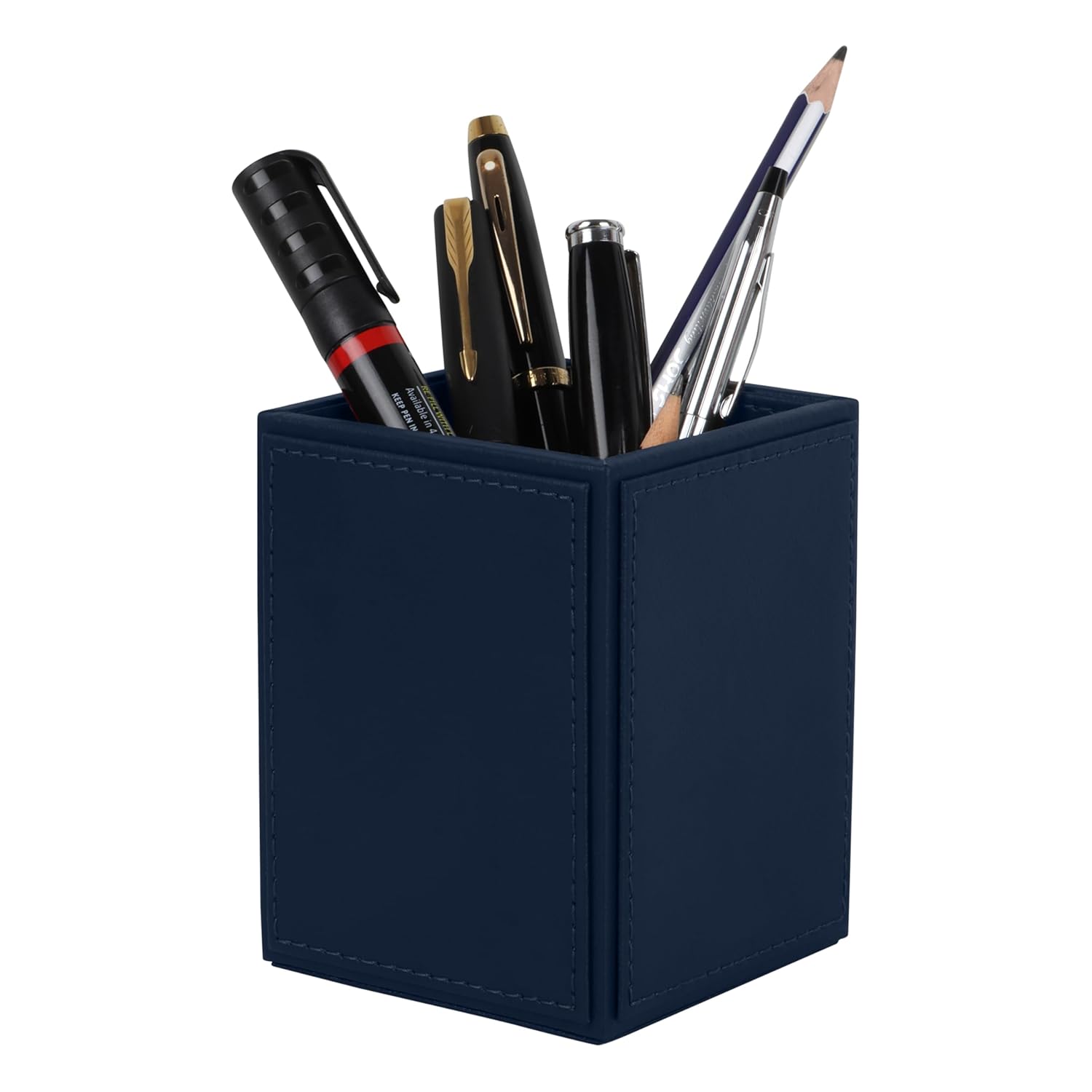 V-CUBE DESIGNS Premium Vegan Leather Pen Holder Navy Blue