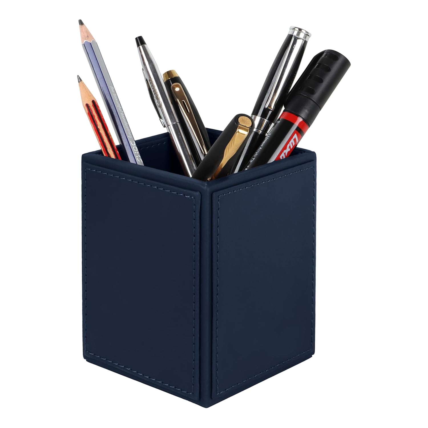 V-CUBE DESIGNS Premium Vegan Leather Pen Holder Navy Blue