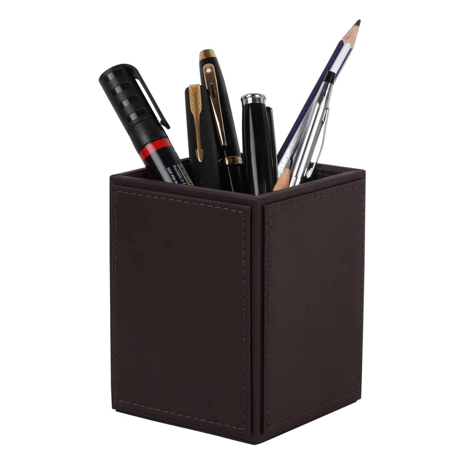 V-CUBE DESIGNS Premium Vegan Leather Pen Holder Brown