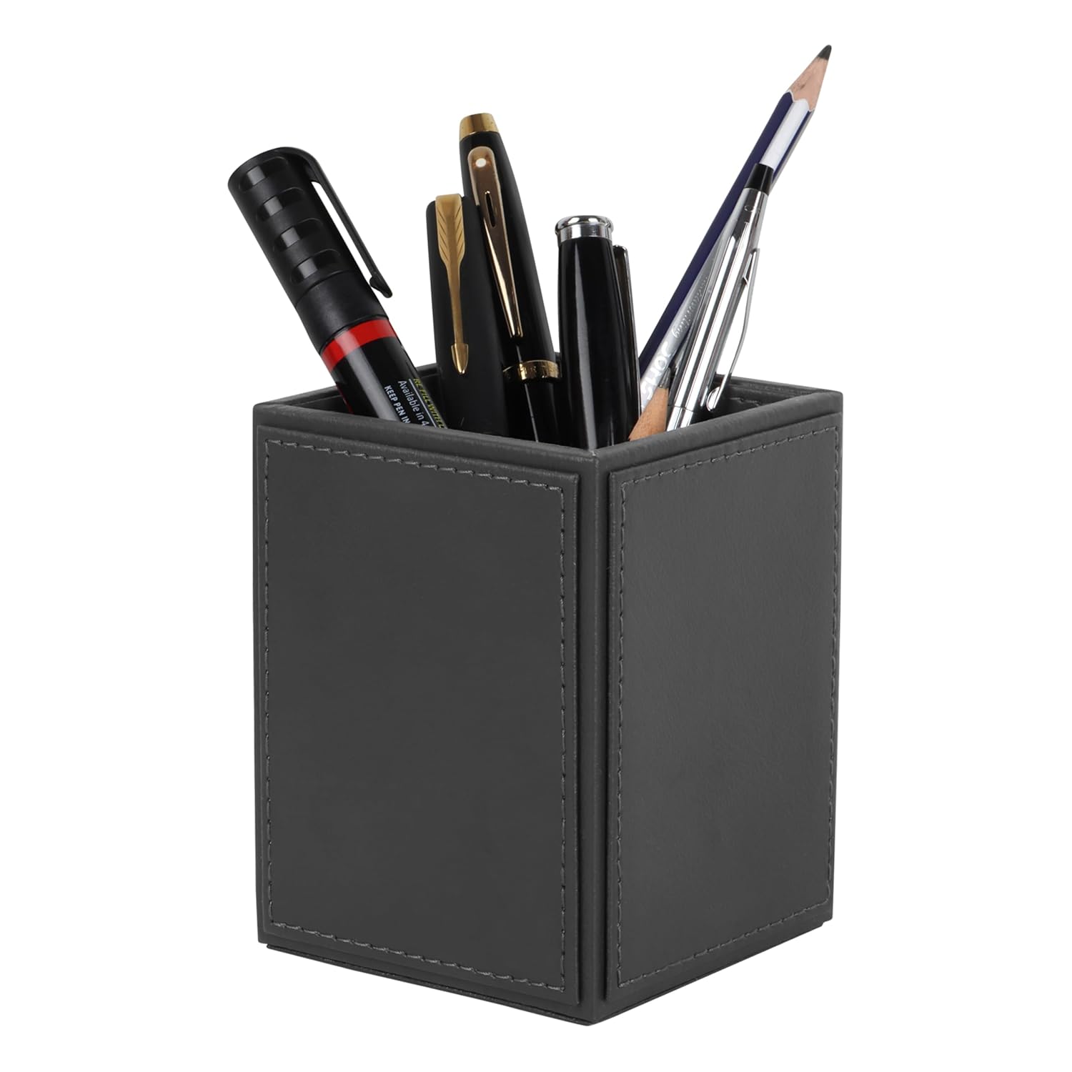 V-CUBE DESIGNS Premium Vegan Leather Pen Holder Grey