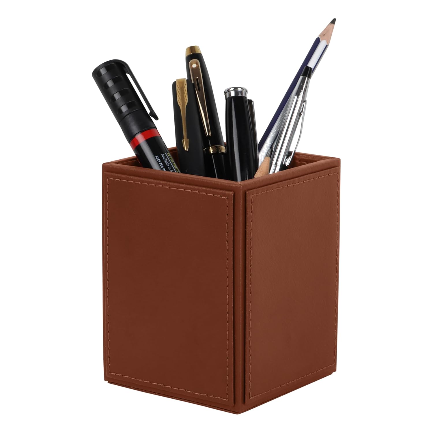 V-CUBE DESIGNS Premium Vegan Leather Pen Holder Tan