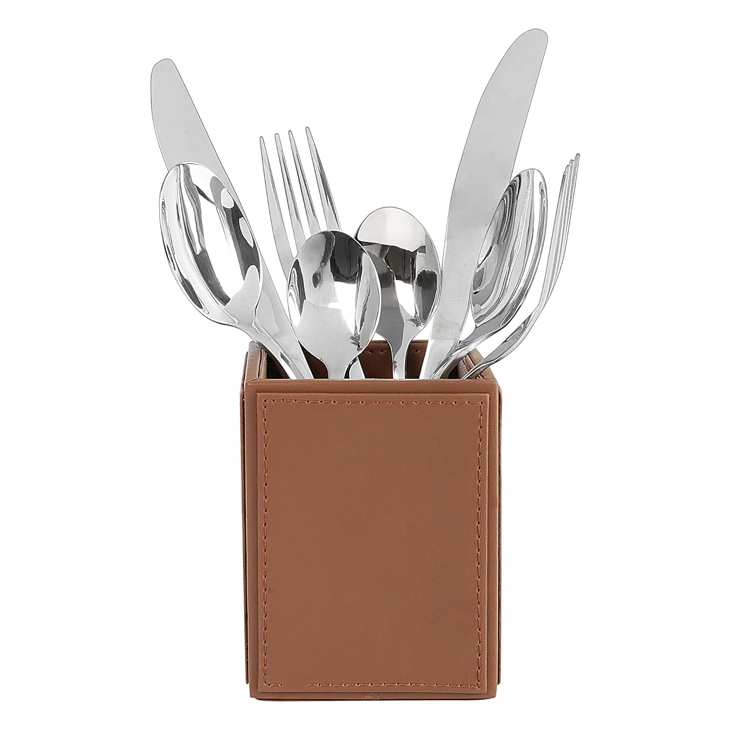V-CUBE DESIGNS Premium Vegan Leather Cutlery Holder Tan