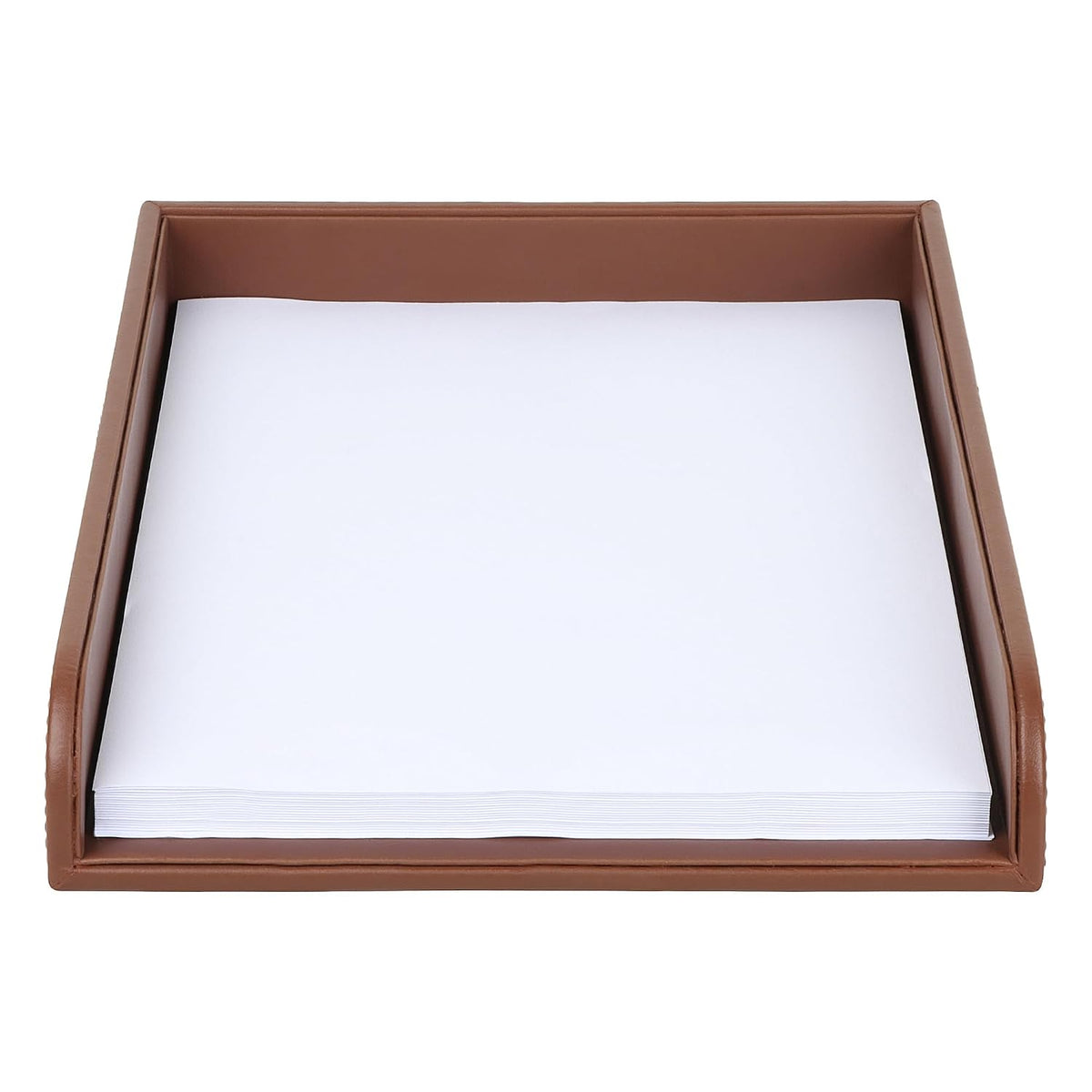 V-CUBE Designs Premium Vegan Leather Rectangular Paper Tray - Tan
