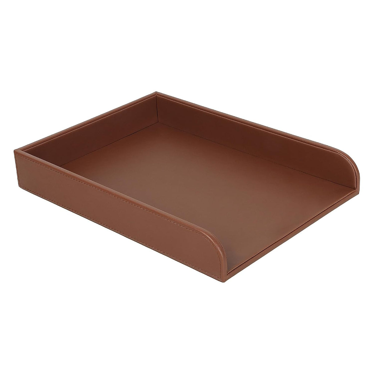 V-CUBE Designs Premium Vegan Leather Rectangular Paper Tray - Tan