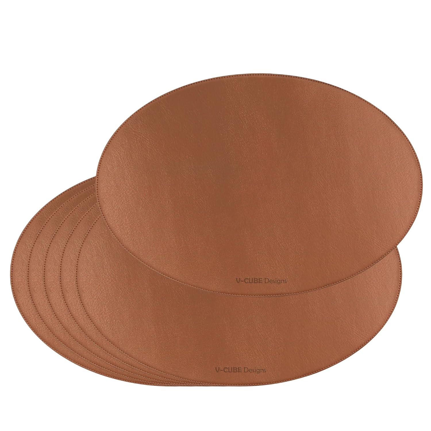 V-CUBE Designs Premium Vegan Leather Dining Table Placemats Set of 6 - Tan