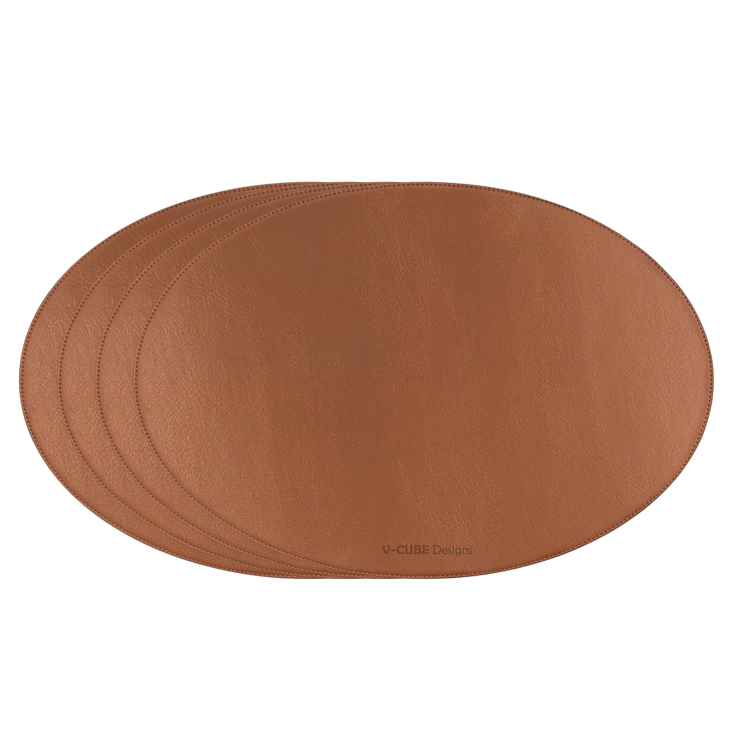 V-CUBE Designs Premium Vegan Leather Dining Table Placemats Set of 4 - Tan