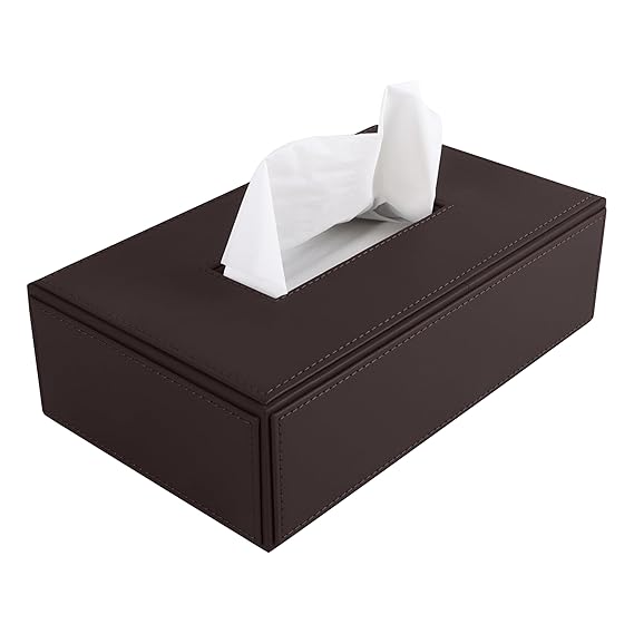 V-CUBE DESIGNS Premium Vegan Leather Tissue Holder Brown