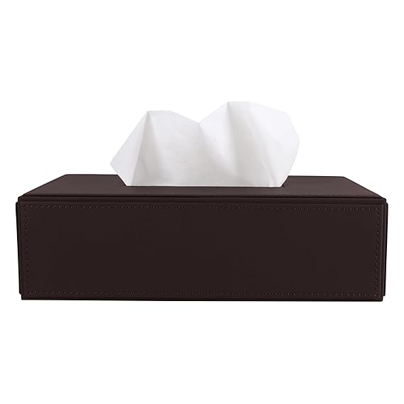 V-CUBE DESIGNS Premium Vegan Leather Tissue Holder Brown
