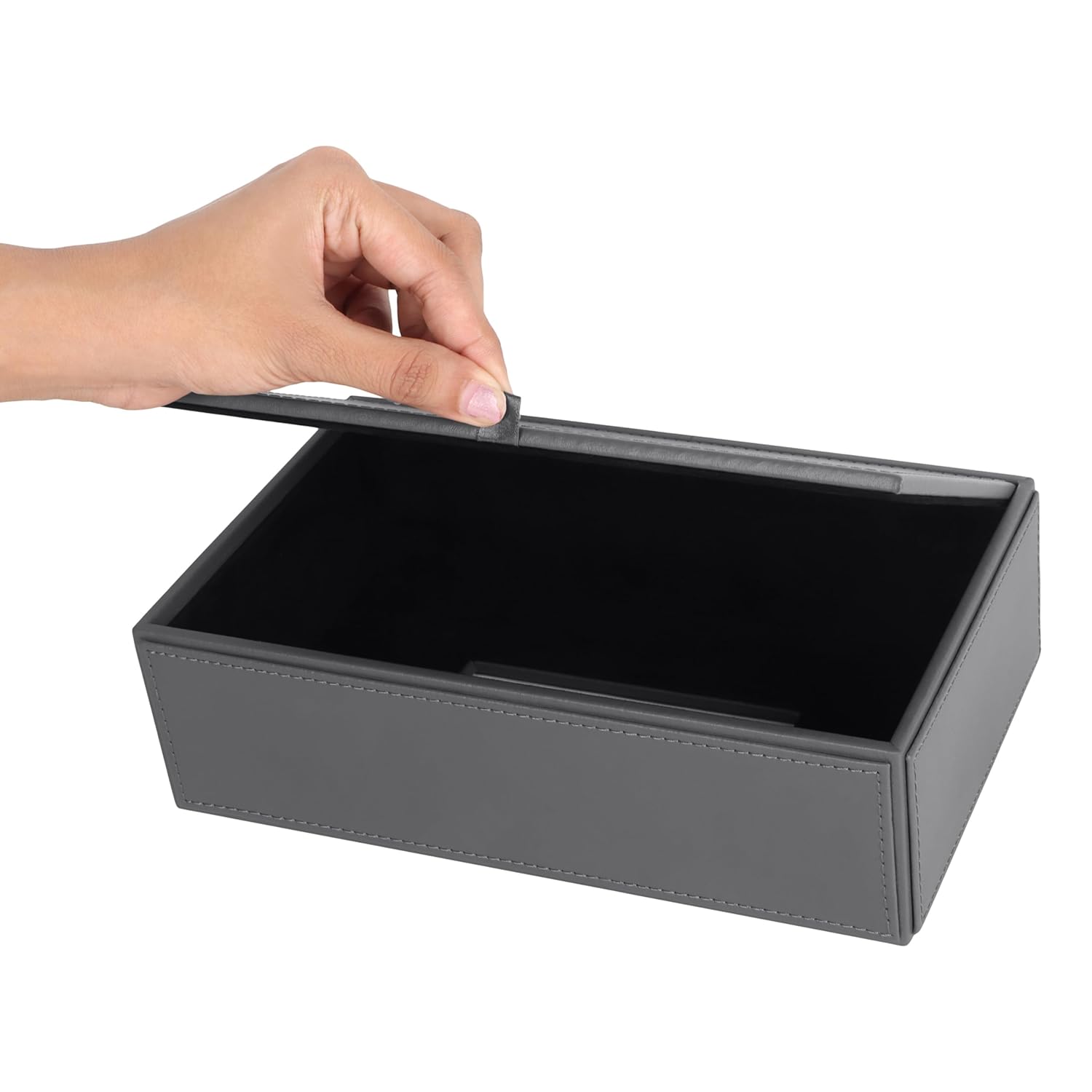 V-CUBE DESIGNS Premium Vegan Leather Tissue Holder Grey